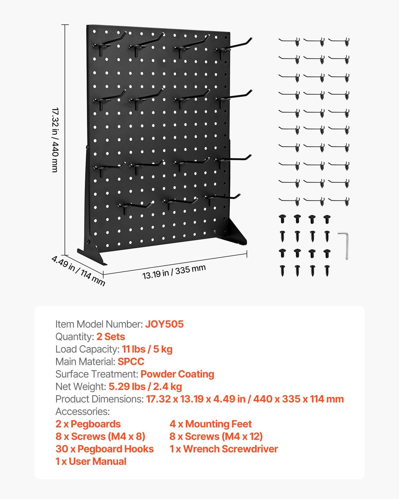 Pegboard Display Stand, 17 x 13 Inch Tabletop Pegboard Display Stand with 30 Hoo