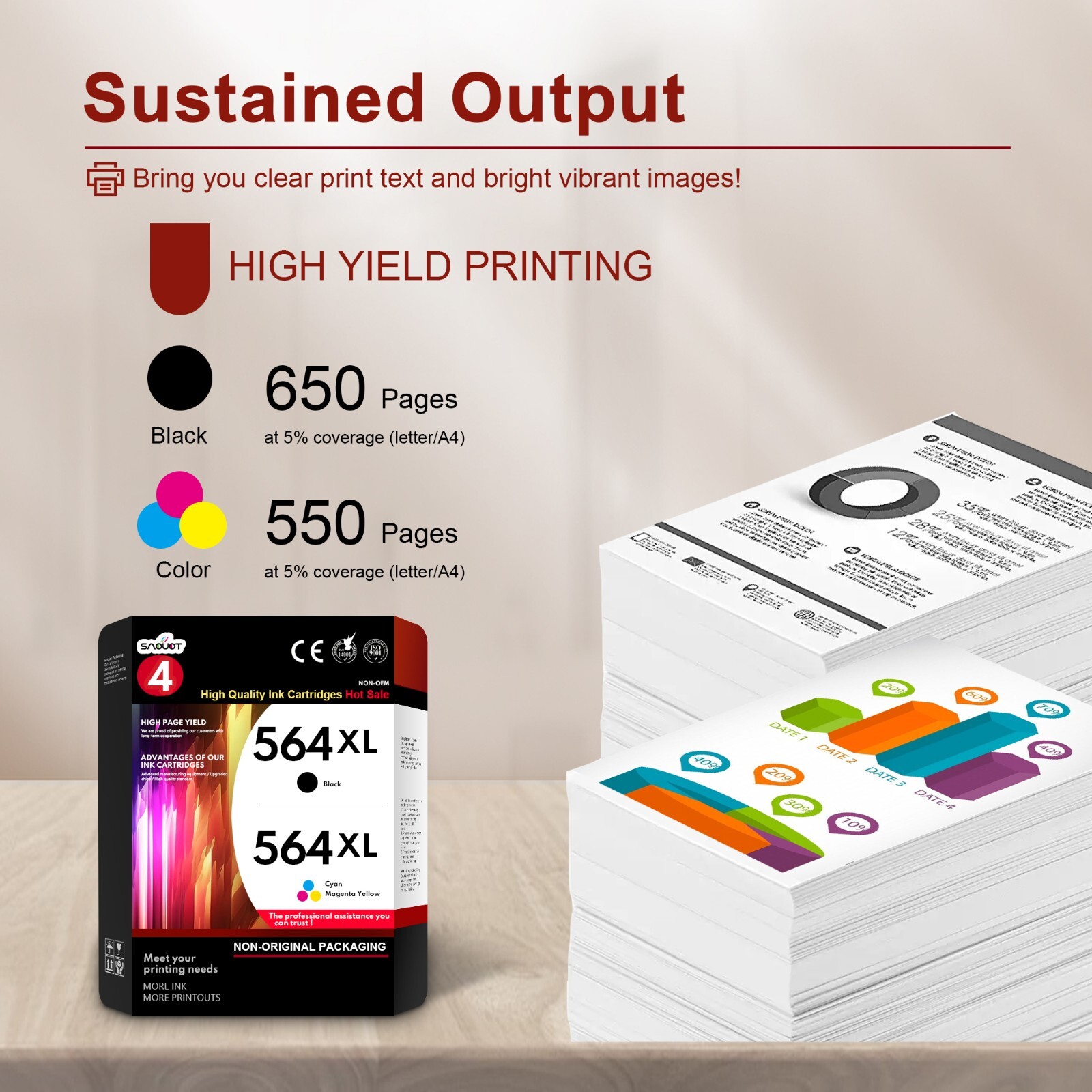 564 XL Ink Cartridge Replacement for HP 564XL Deskjet 3520 Photosmart 5515