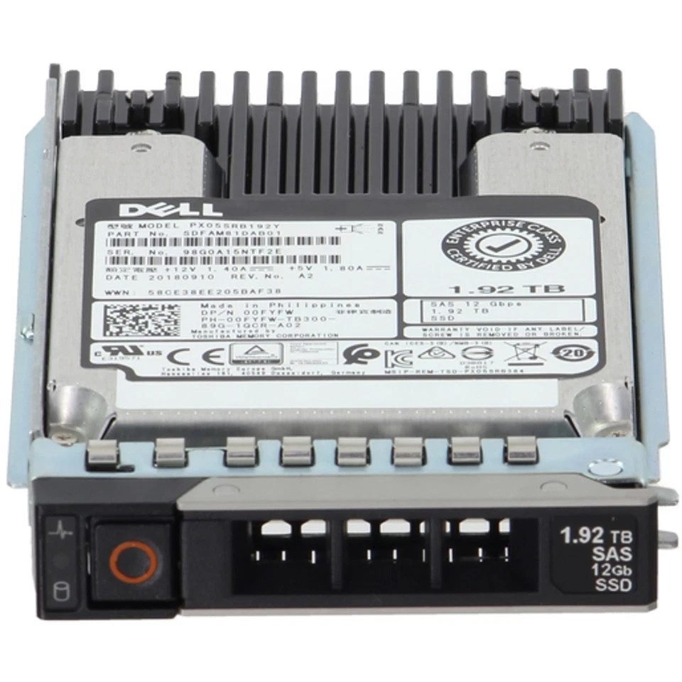 NEW 00FYFW 0FYFW DELL PX05SRB192Y 1.92TB 2.5″ SAS 12G RI SSD Solid State Drive