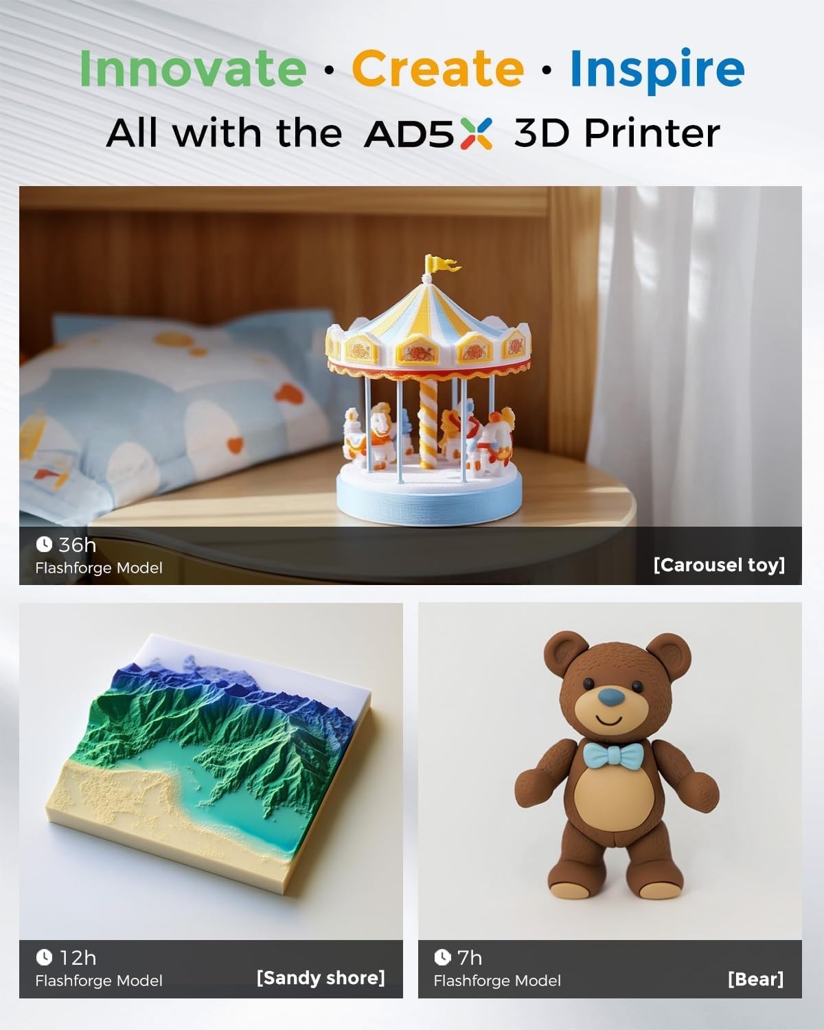 AD5X Multi-Color 3D Printer 4 Colors with IFS, Fully Auto Leveling FDM 3D Printe