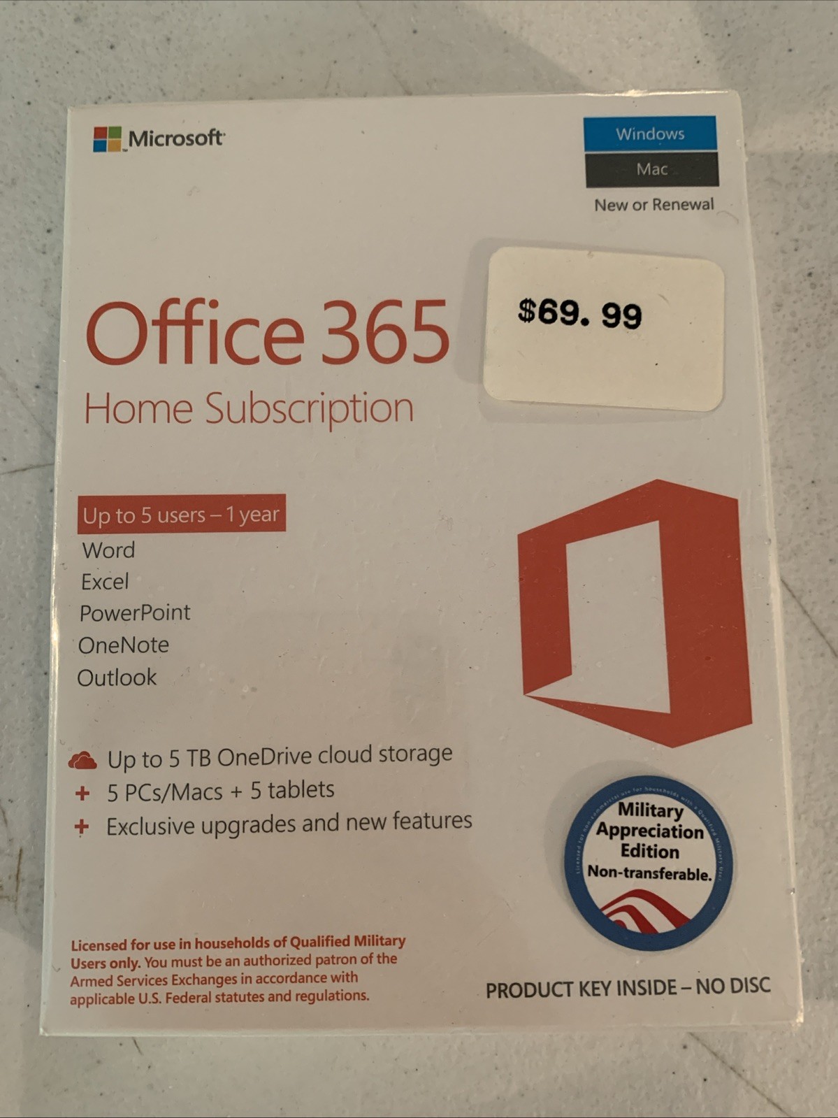New Sealed Microsoft Office 365 Home Premium 1 Year Subscription