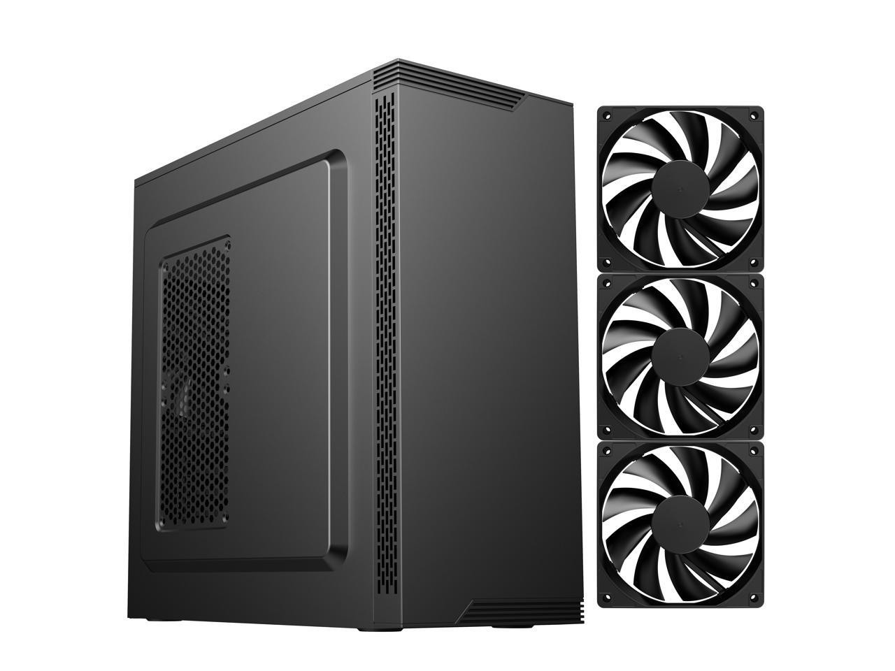 DIYPC DIY-S05-BK Black USB3.0 Steel ATX Mid Tower Computer Case, 3 x120mm Blac