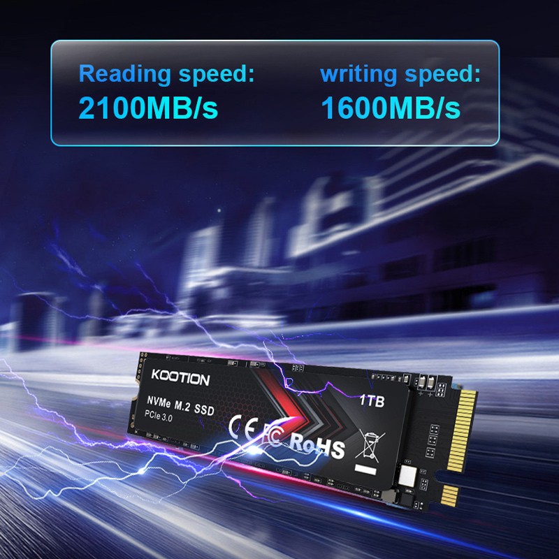 Kootion 1TB Internal Solid State Drive PCle 3.0 NVMe M.2 Drive Data to 2000MB/S