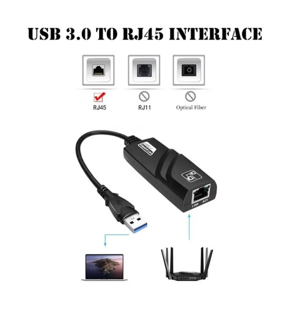 USB 3.0 Gigabit Ethernet LAN RJ45 1000Mbps Network Adapter For Windows PC Lot