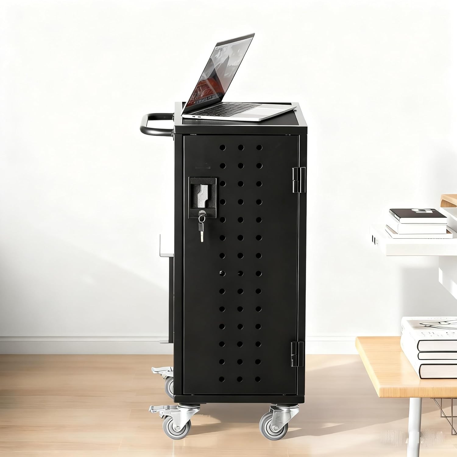Mobile Laptop Charging Cart with Lock & Key-Cart Up To 15.6″ Device,16/20/32 Pcs