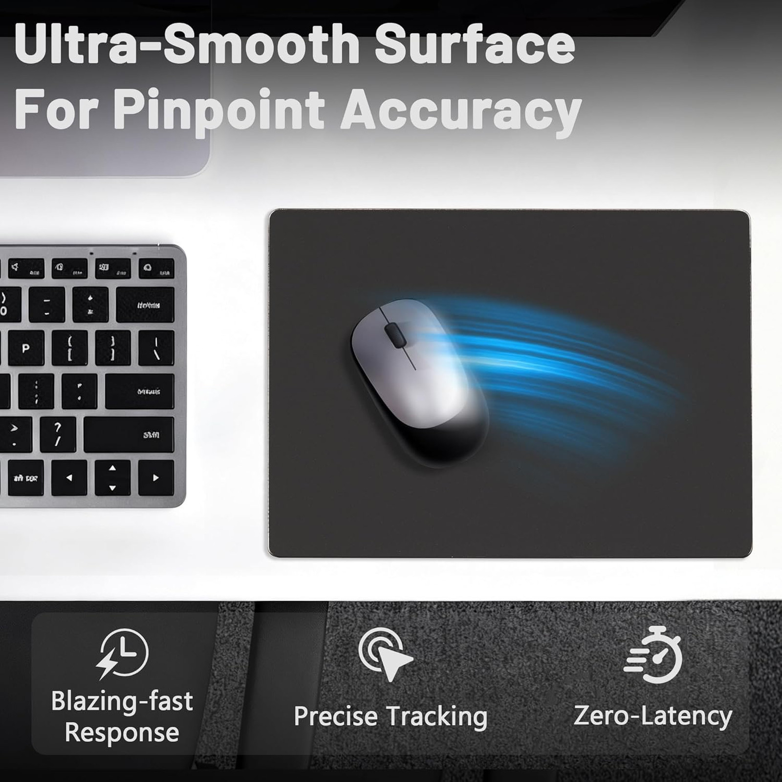 Glass Gaming Mouse Pad, Hard Surface, Micro-Etched for Precision, 13.7×9.8