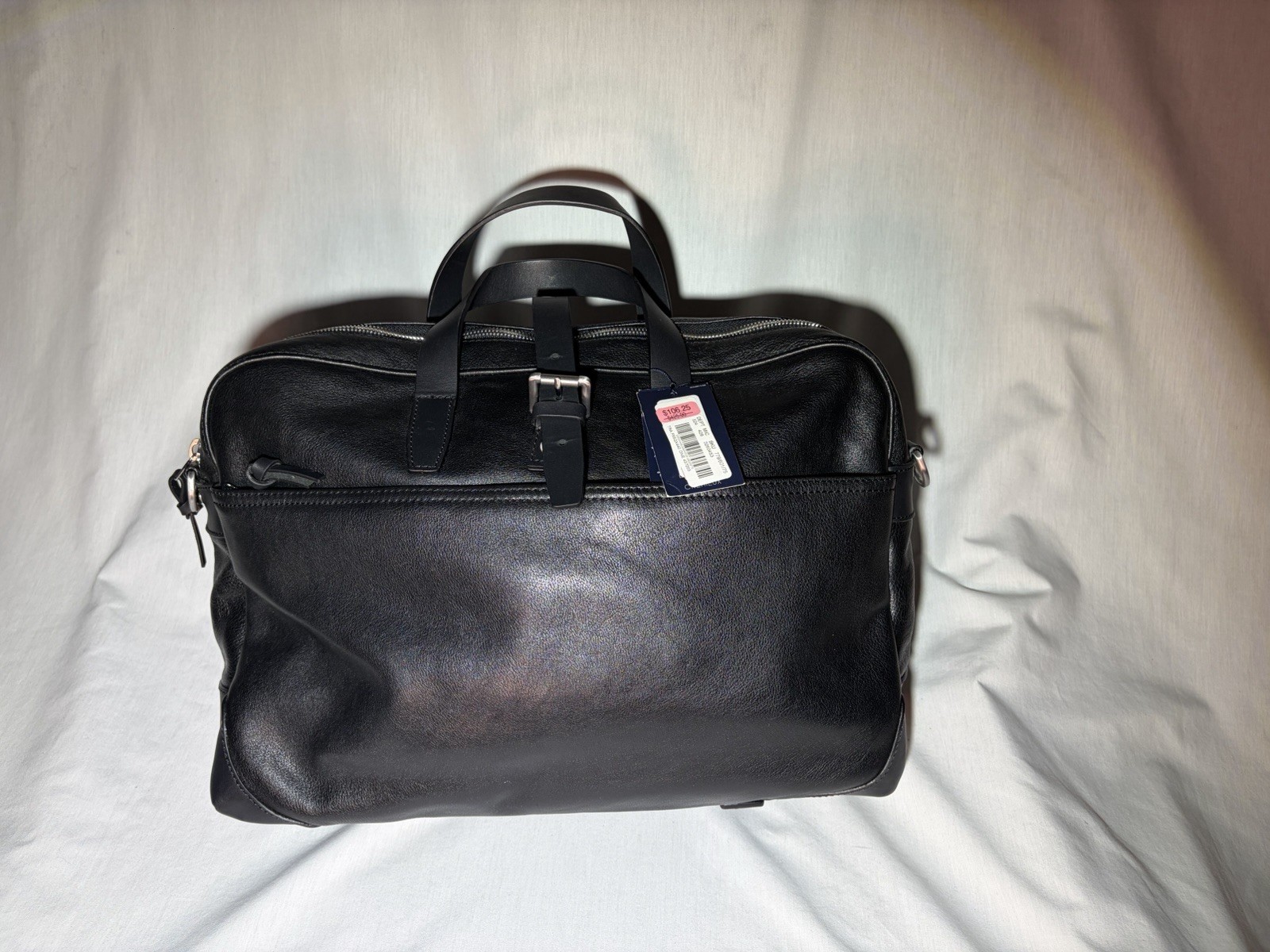 Cremieux Leather Briefcase, Blk, Detachable Shoulder Strap, Padded Laptop Pocket