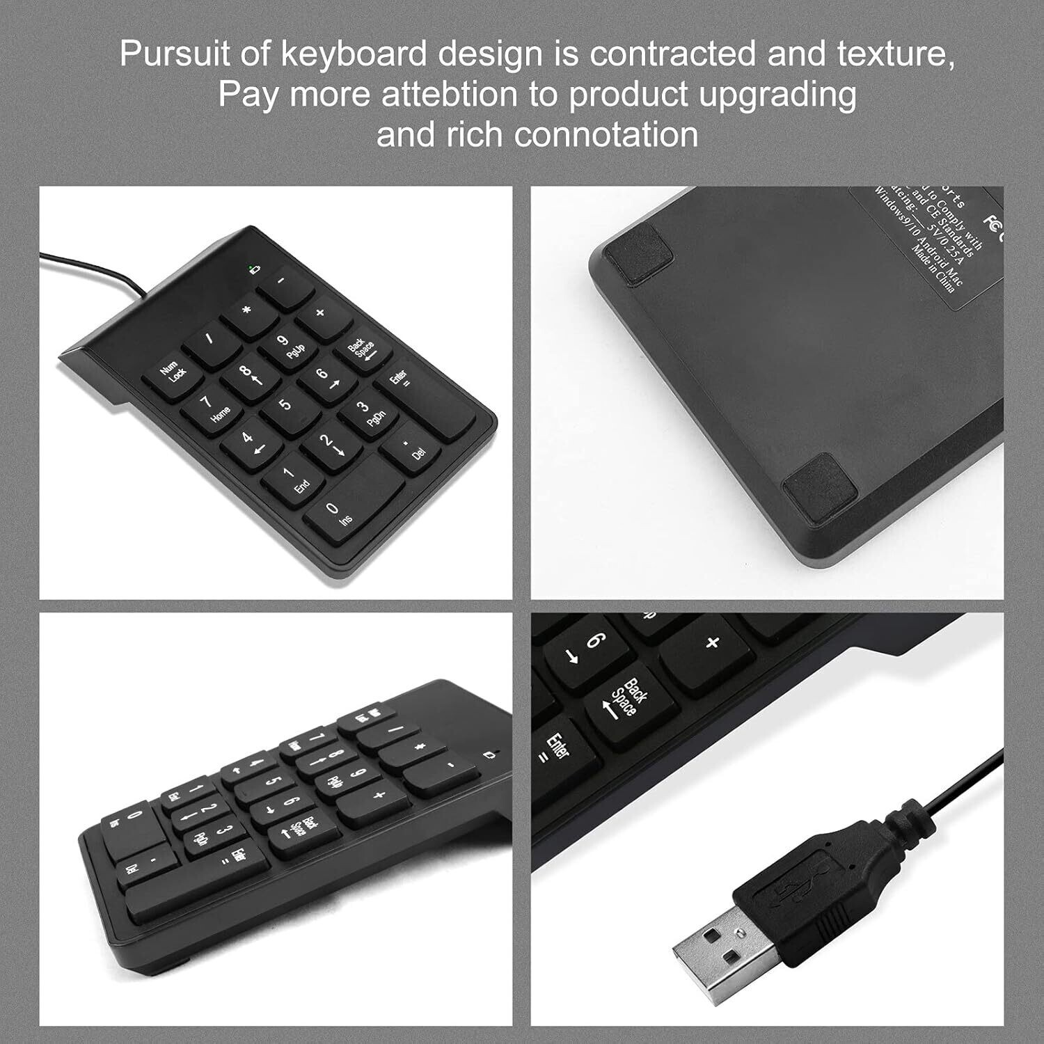 Ultra-Slim Wired Numeric Keypad – Portable 10-Key USB Number Pad for Laptop & PC