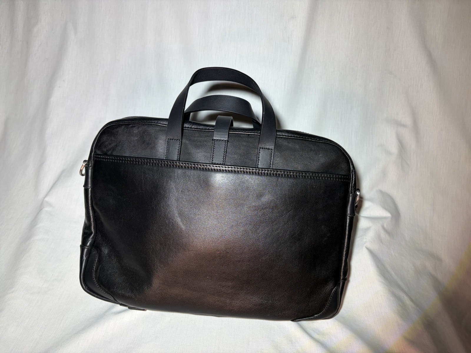 Cremieux Leather Briefcase, Blk, Detachable Shoulder Strap, Padded Laptop Pocket