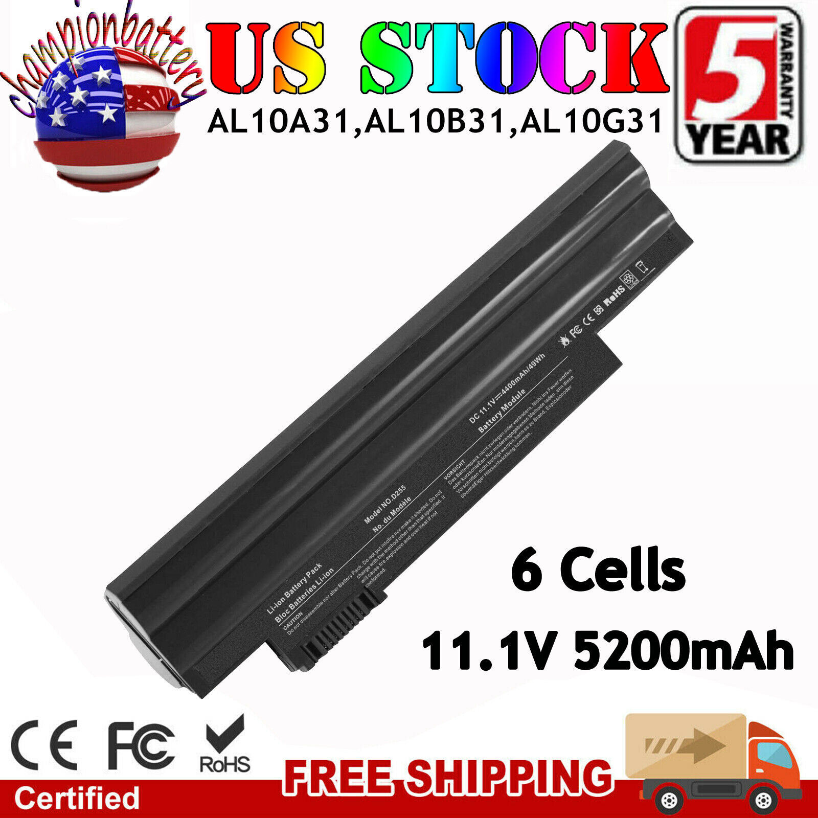 D260 Battery for Acer Aspire One D255 D255E D257 PAV70 522 722 D255-2509 58Wh