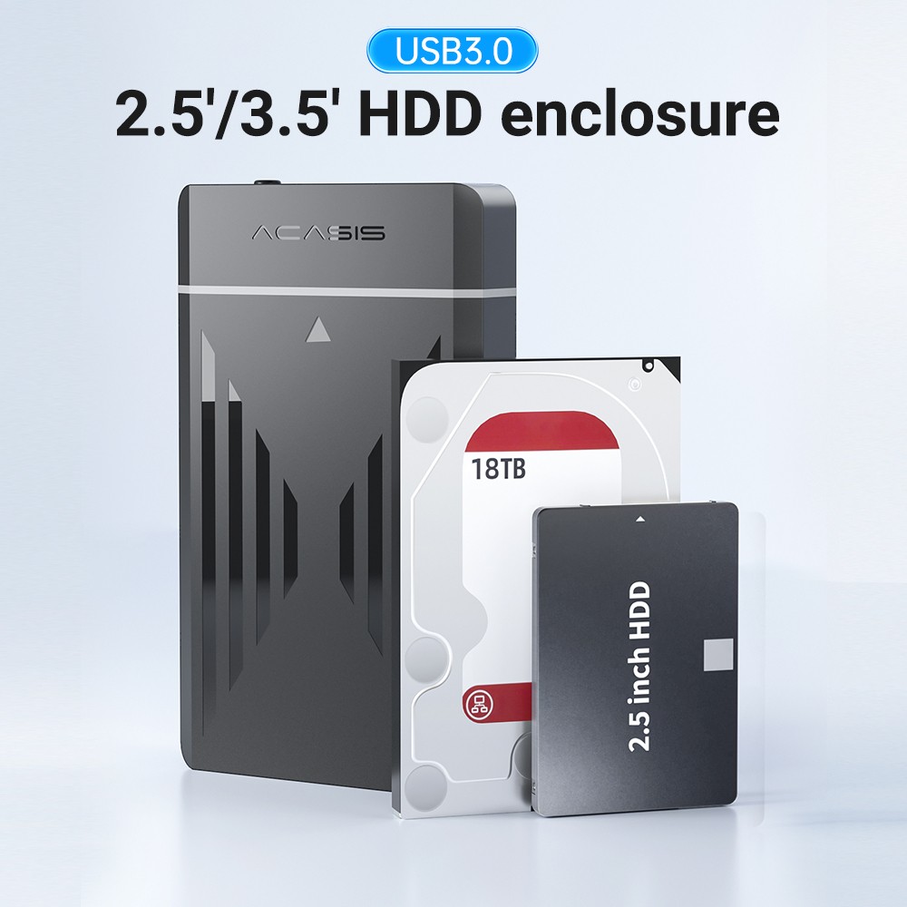 Acasis 2.5/3.5″ USB 3.0 SATA HDD Case High-Speed Transfer for External Storage