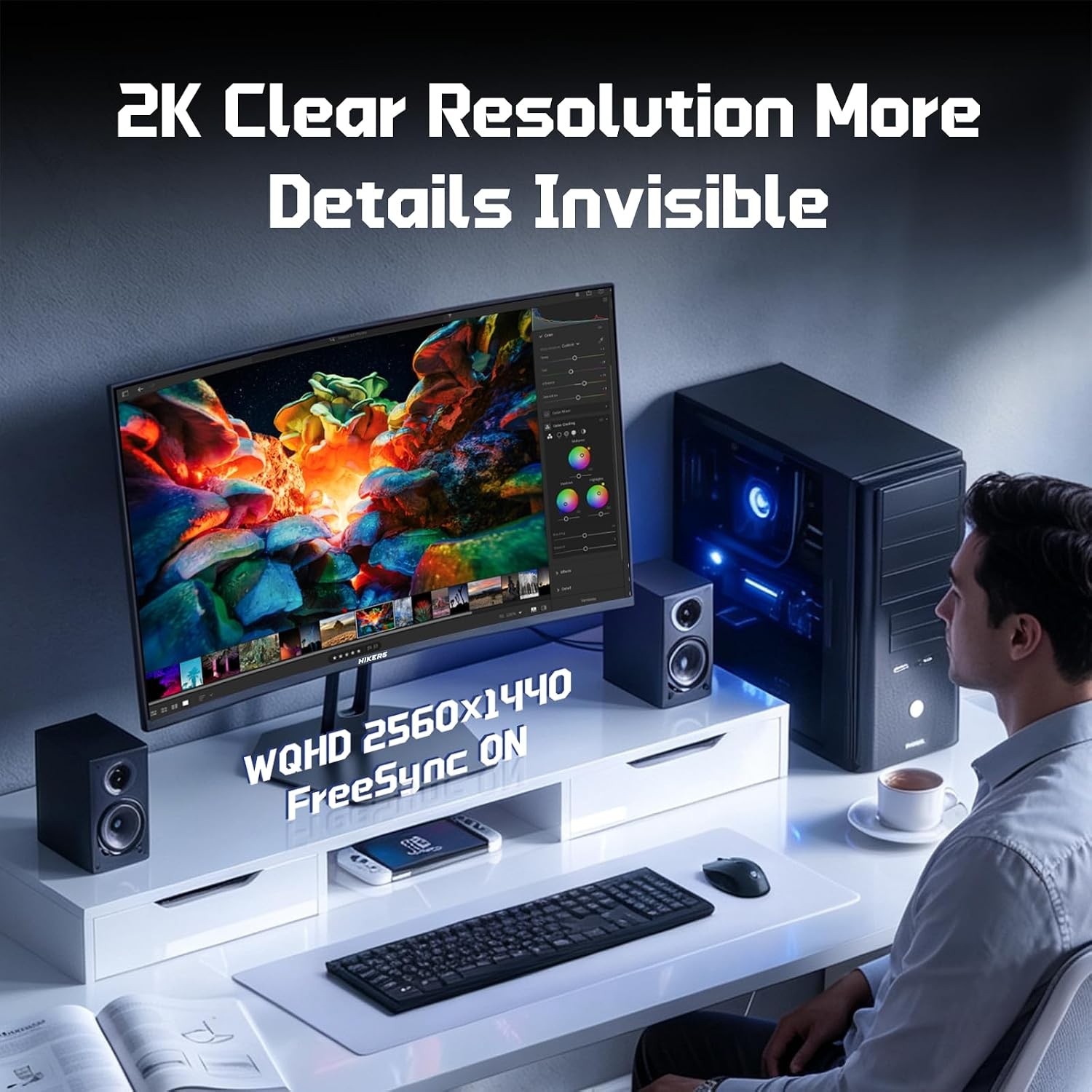 Hikers 27″ Curved Gaming Monitor 2K 1440p 170Hz G27H1Q HDMI 2.1 DP PS5 PC NEW