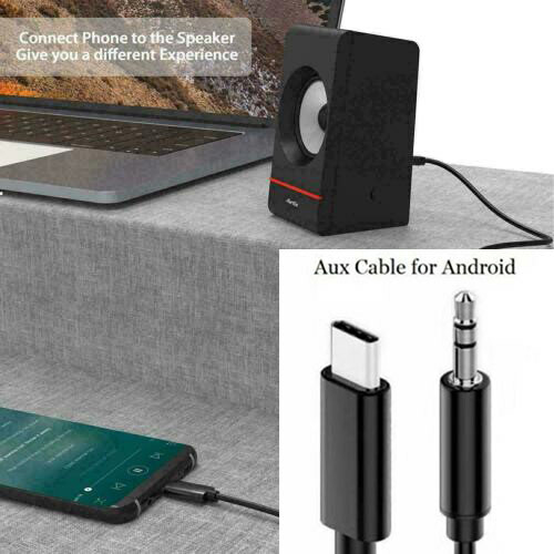 1M Car Stereo Android Type-C USB-C to 3.5mm Male Audio Jack AUX Cable Adapto lot