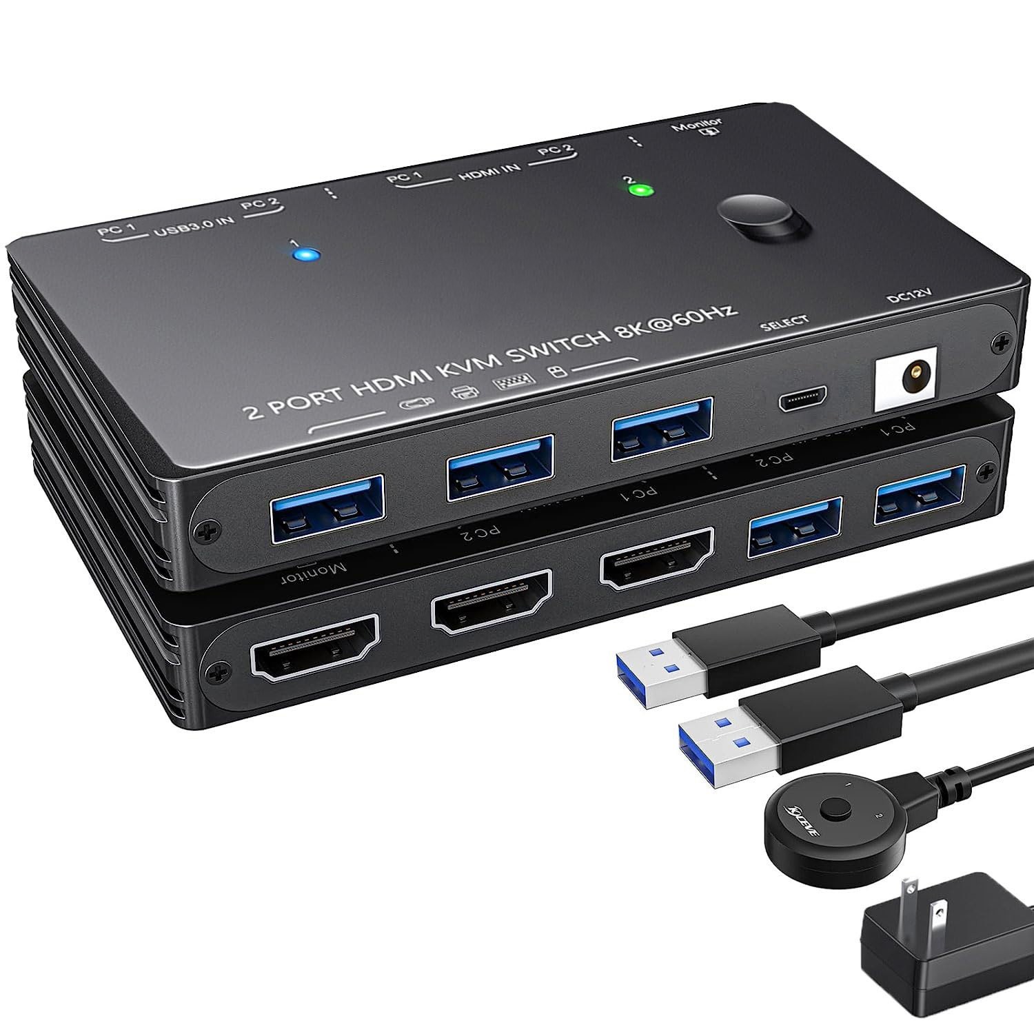 8K KVM Switch – 2 Computers to 1 Monitor – USB 3.0 Powered -0 Remote – 425-#2