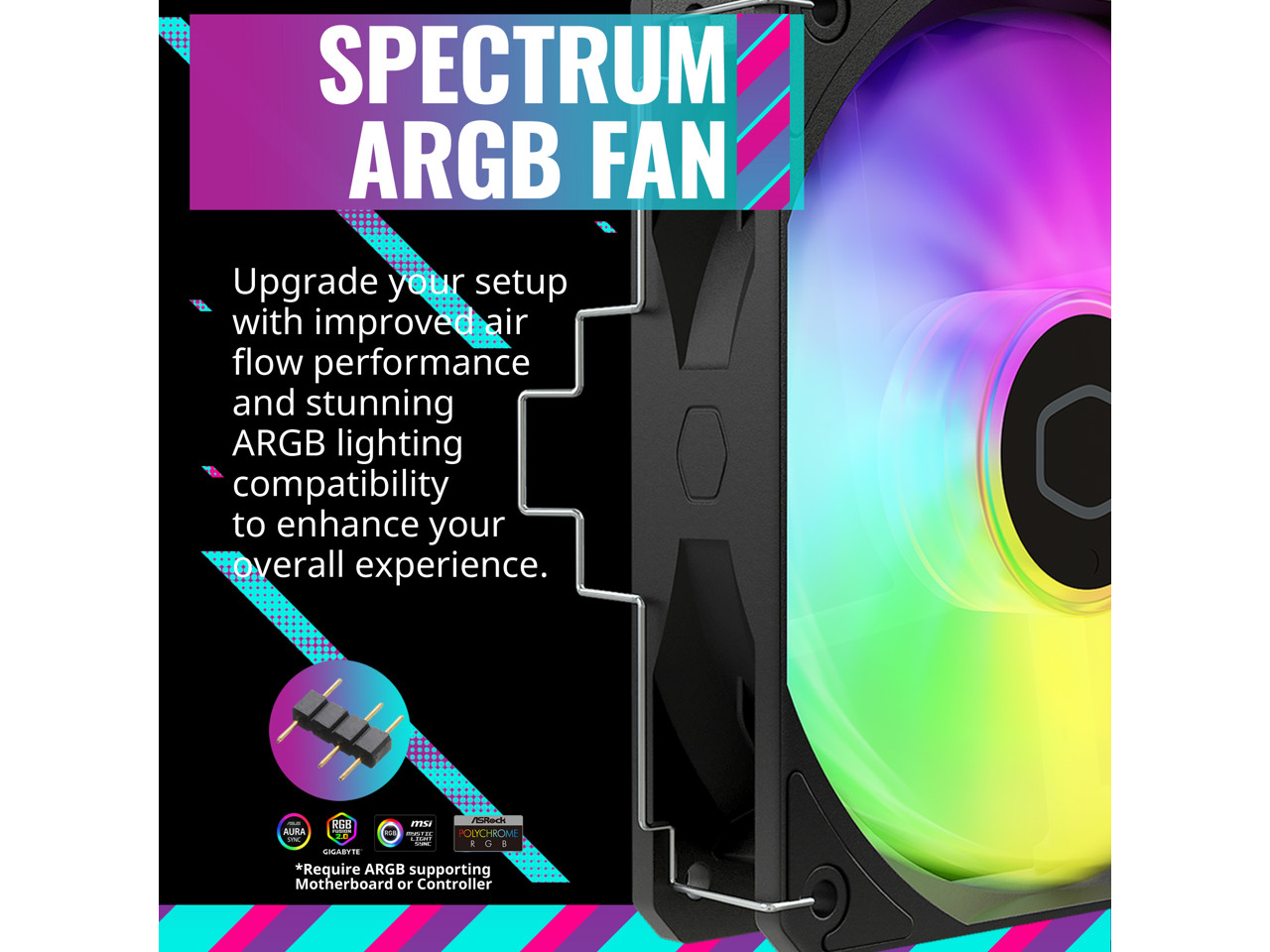 Cooler Master Hyper 212 Spectrum V3 CPU Air Cooler, ARGB Sync, 120mm PWM Fan, 4