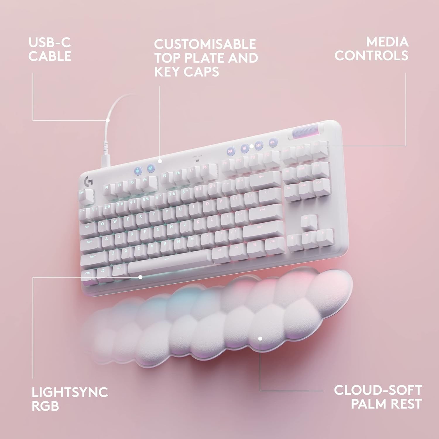 Logitech G713 Wired Gaming Keyboard with LIGHTSYNC RGB Lighting, Tactile Switch