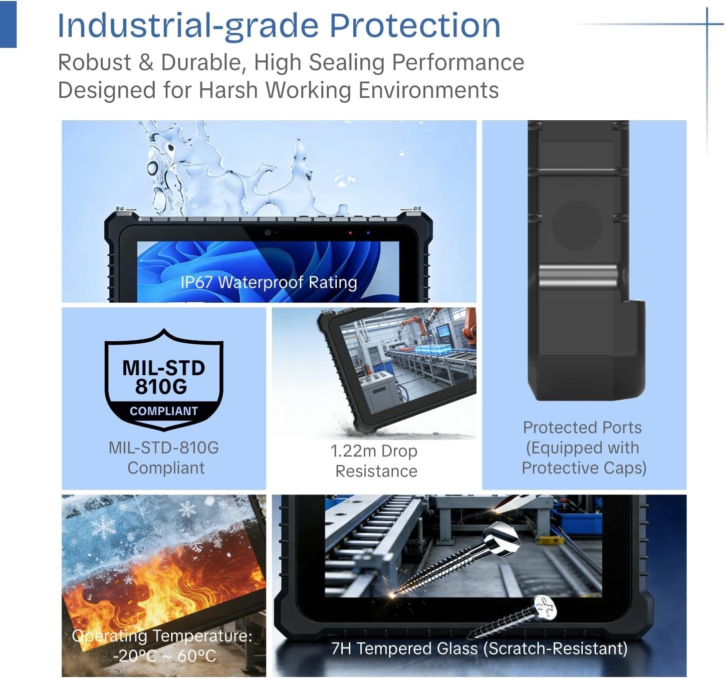 Sunkol 10.1″ IP67 Rugged Tablet N5100 8GB/256GB Windows 11 Pro Industrial Tablet