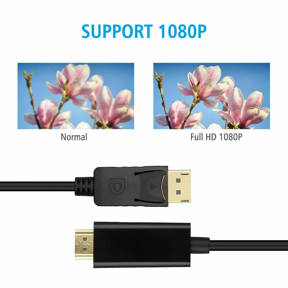 4K DisplayPort DP to HDMI Cable Adapter Converter Audio Video PC HDTV 1080P 60Hz
