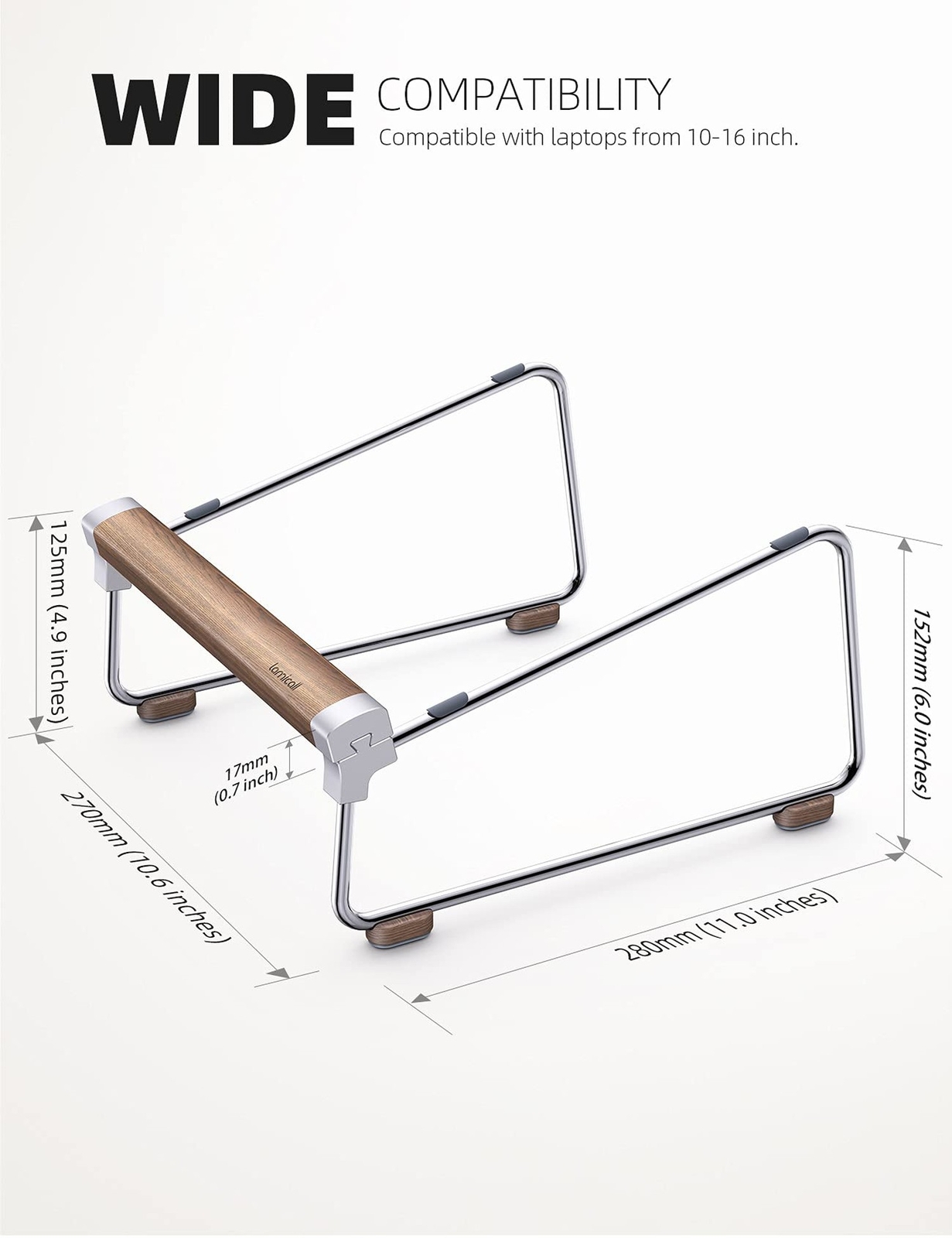 Lamicall Laptop Stand for Desk – Aluminum and Walnut Desktop Notebook Stand H…