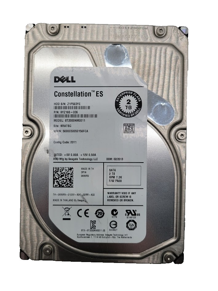 Lot of 4 Seagate Constellation ES ST2000NM001 2TB SATA 3.5″ Hard Drive