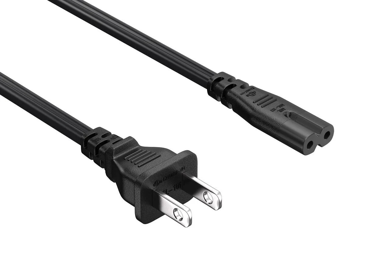 Notebook Power Cord, Non-Polarized (NEMA 1-15P to IEC 320 C7) – 1/3/6/8/10/15 ft