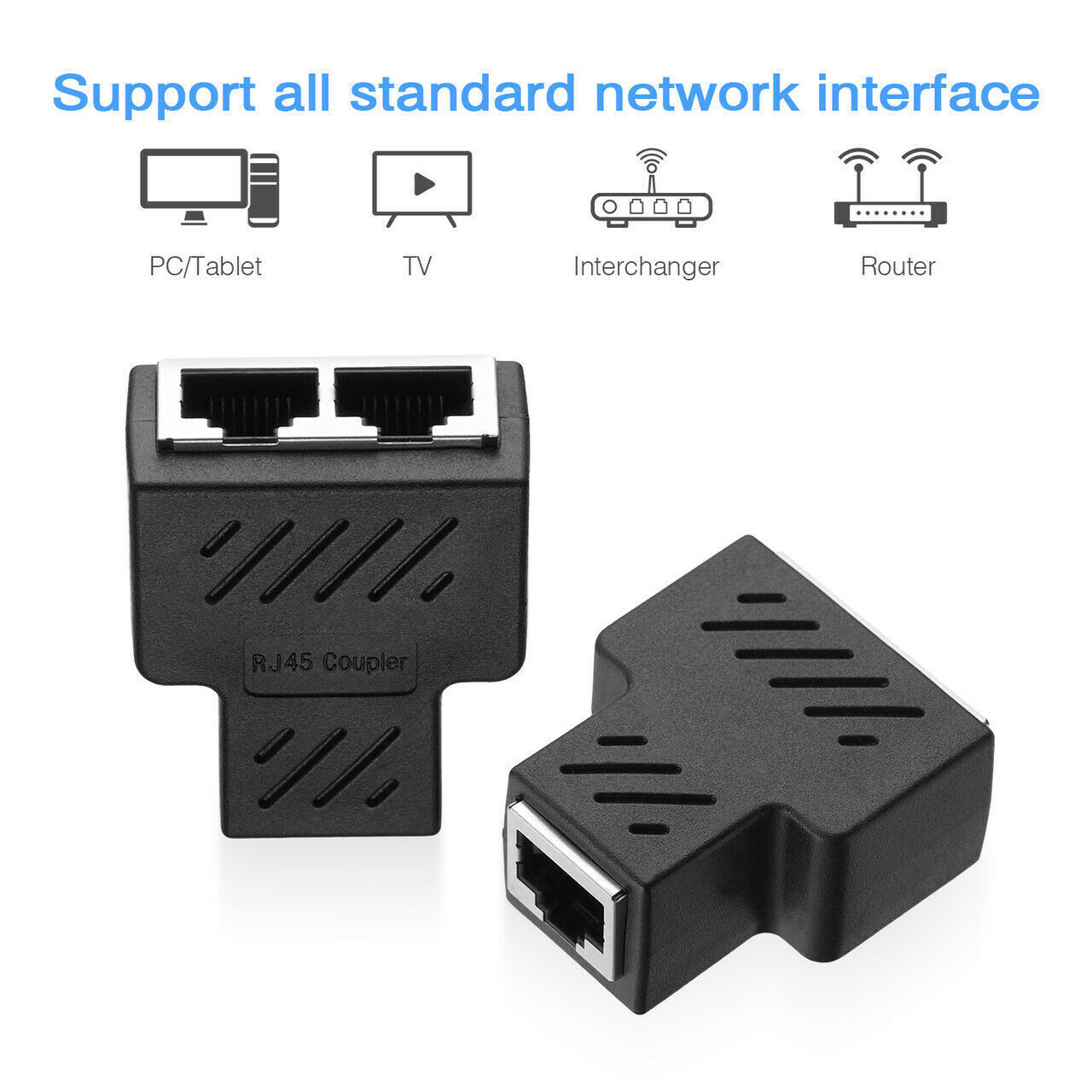 RJ45 Splitter Adapter LAN Ethernet Cable 1-2 Way Dual Female Port Connector Lot