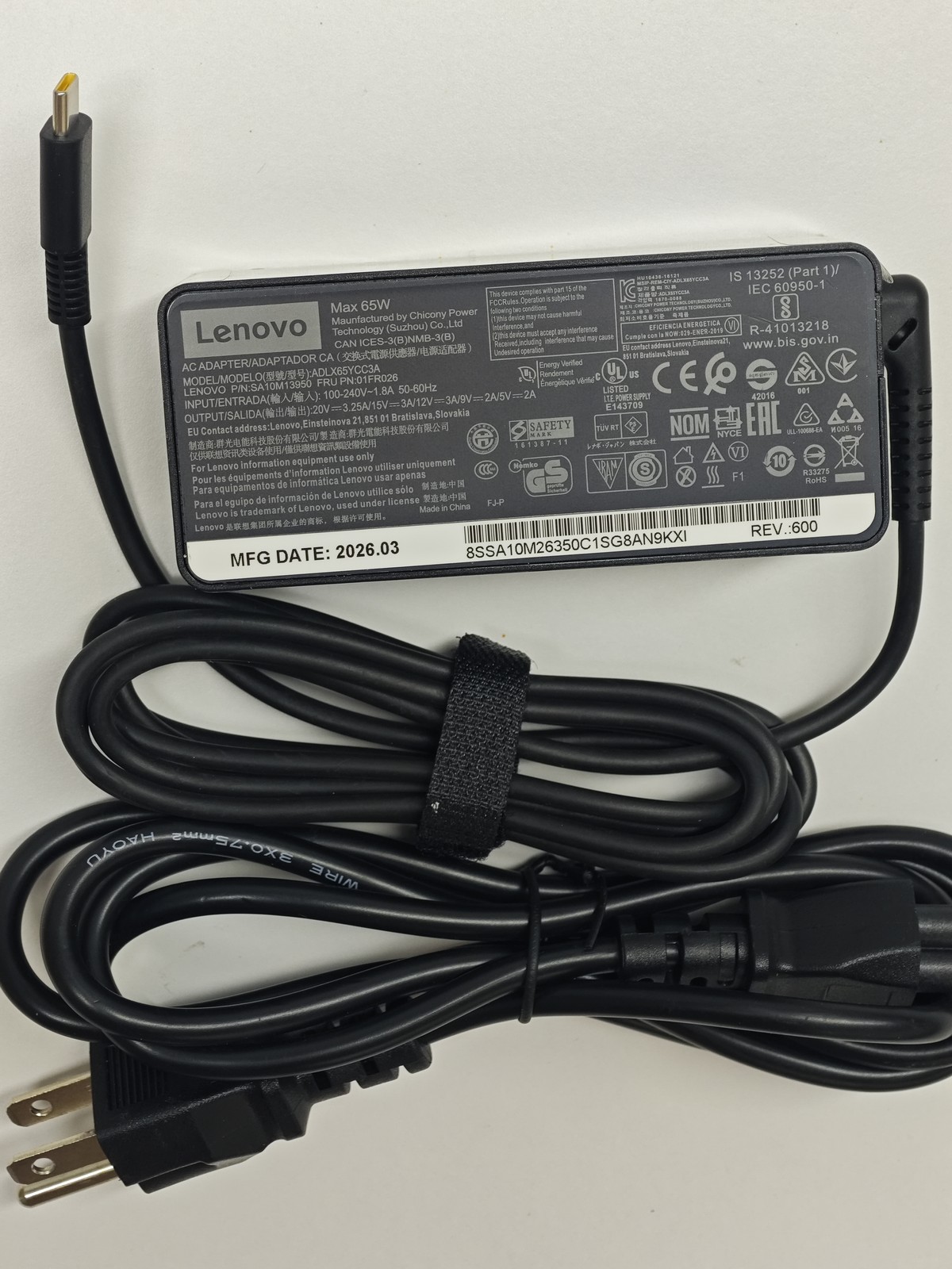 Genuine OEM Lenovo 65W USB-C Adapter Charger ThinkPad X1 Carbon Yoga ADLX65YLC3A