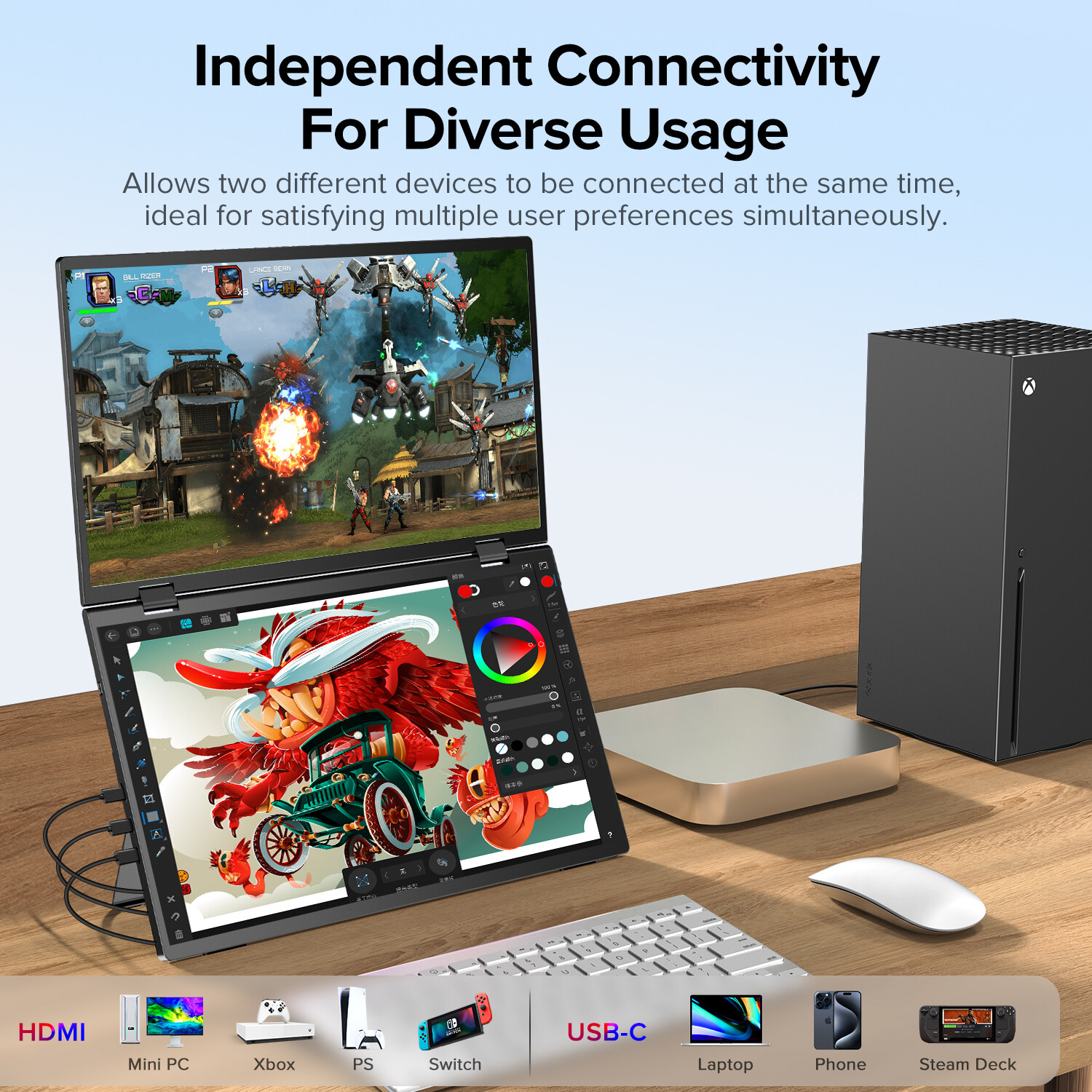 UPERFECT 15.6″ Dual Portable Monitor – FHD Foldable Laptop Screen Extender