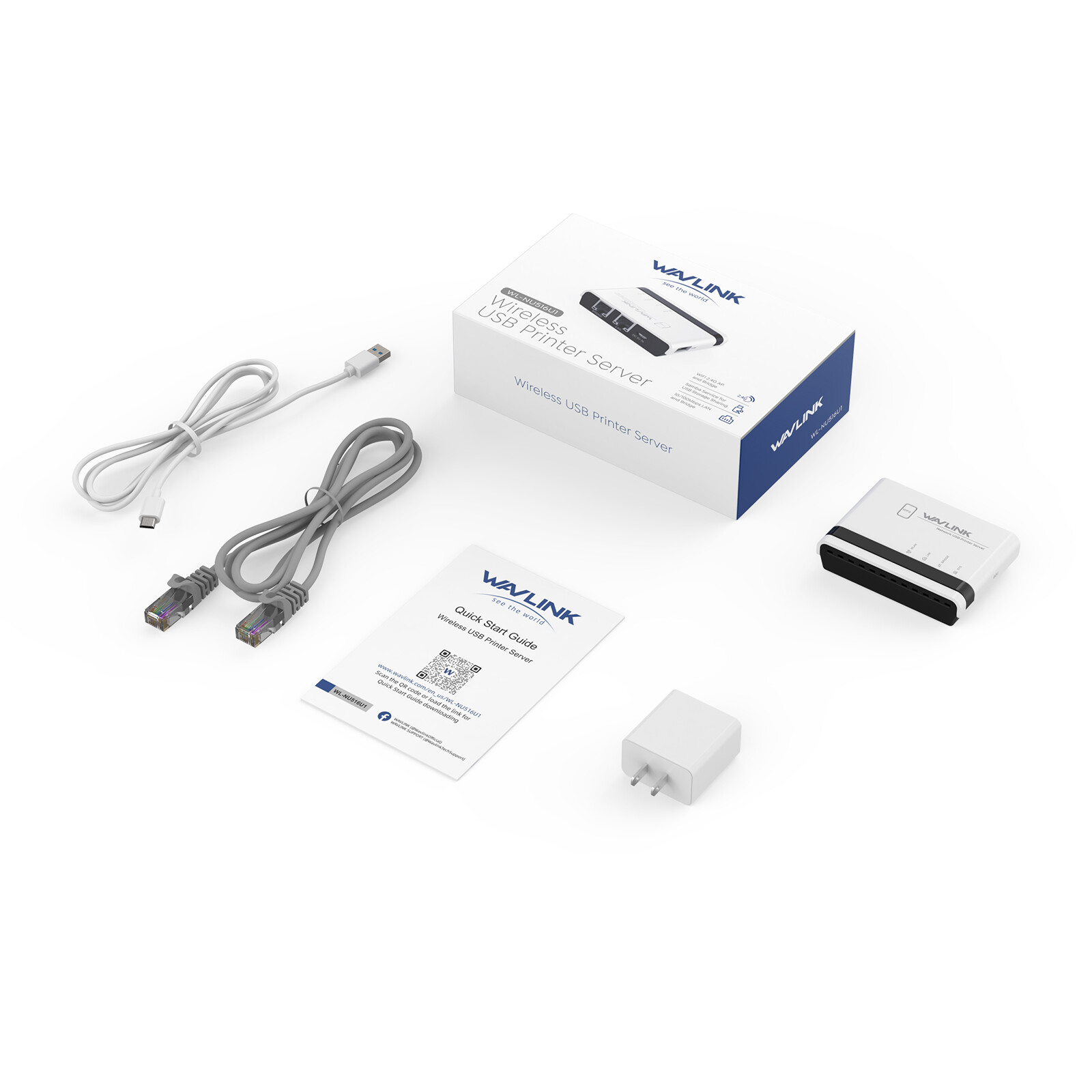 USB Wireless Print Server Standalone WiFi Print Server w/10/100Mbps LAN/Bridge