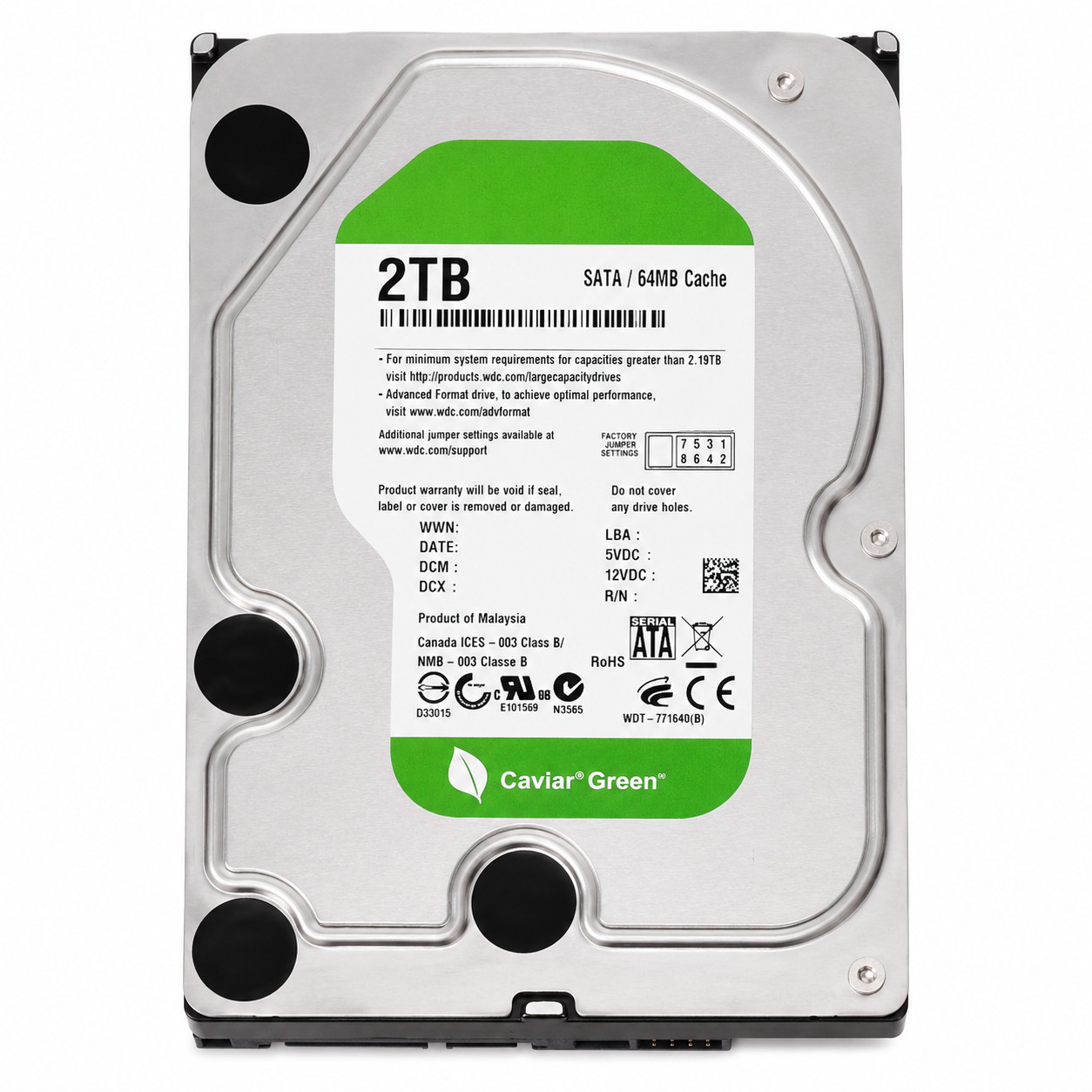 Western Digital WD20EVDS-63T3B0, AV-GP 2TB 3.5” Internal Hard Drive