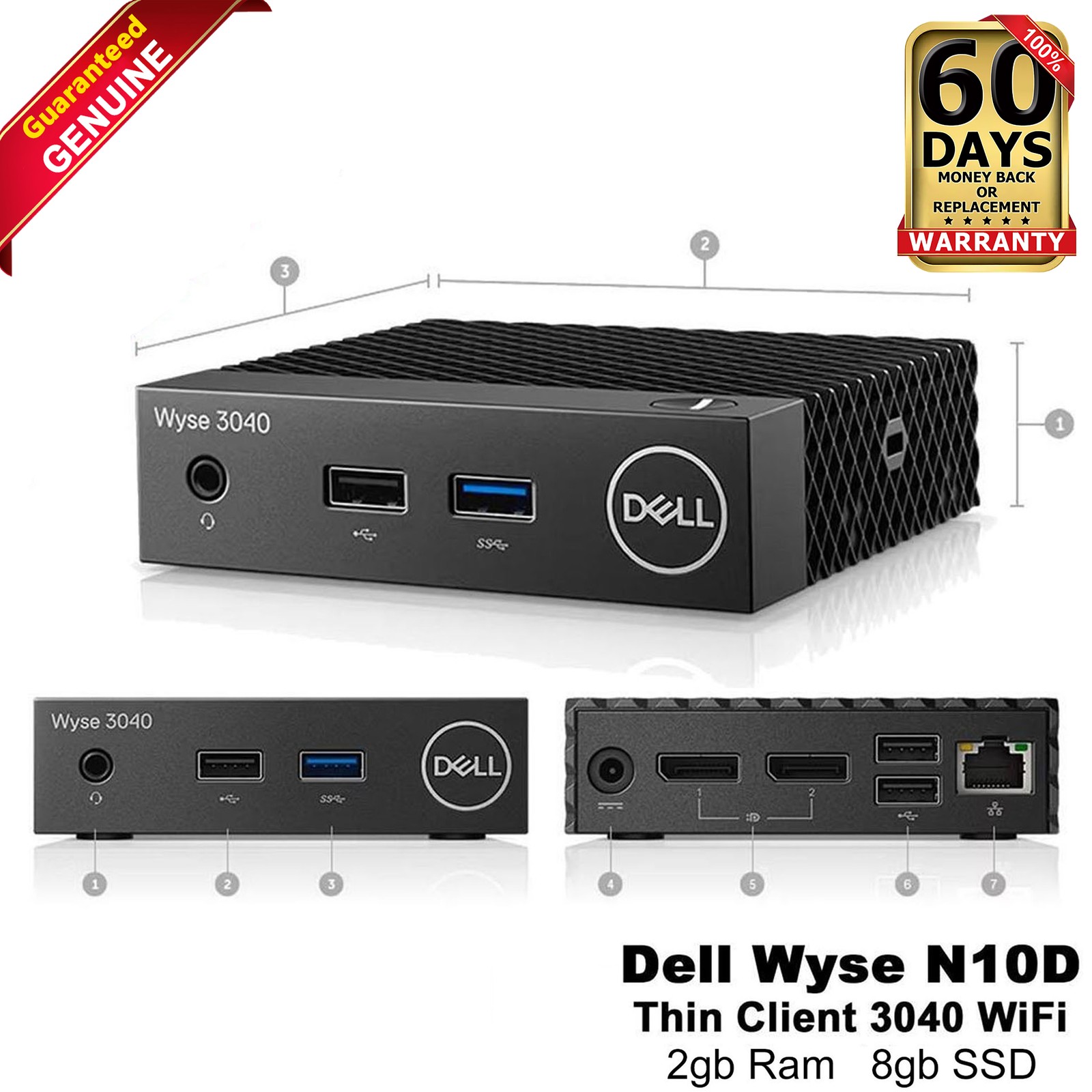 Dell Wyse 3040 N10D Thin Client Atom x5-Z8350 2GB Ram 8GB SSD ThinOS 5MXMG