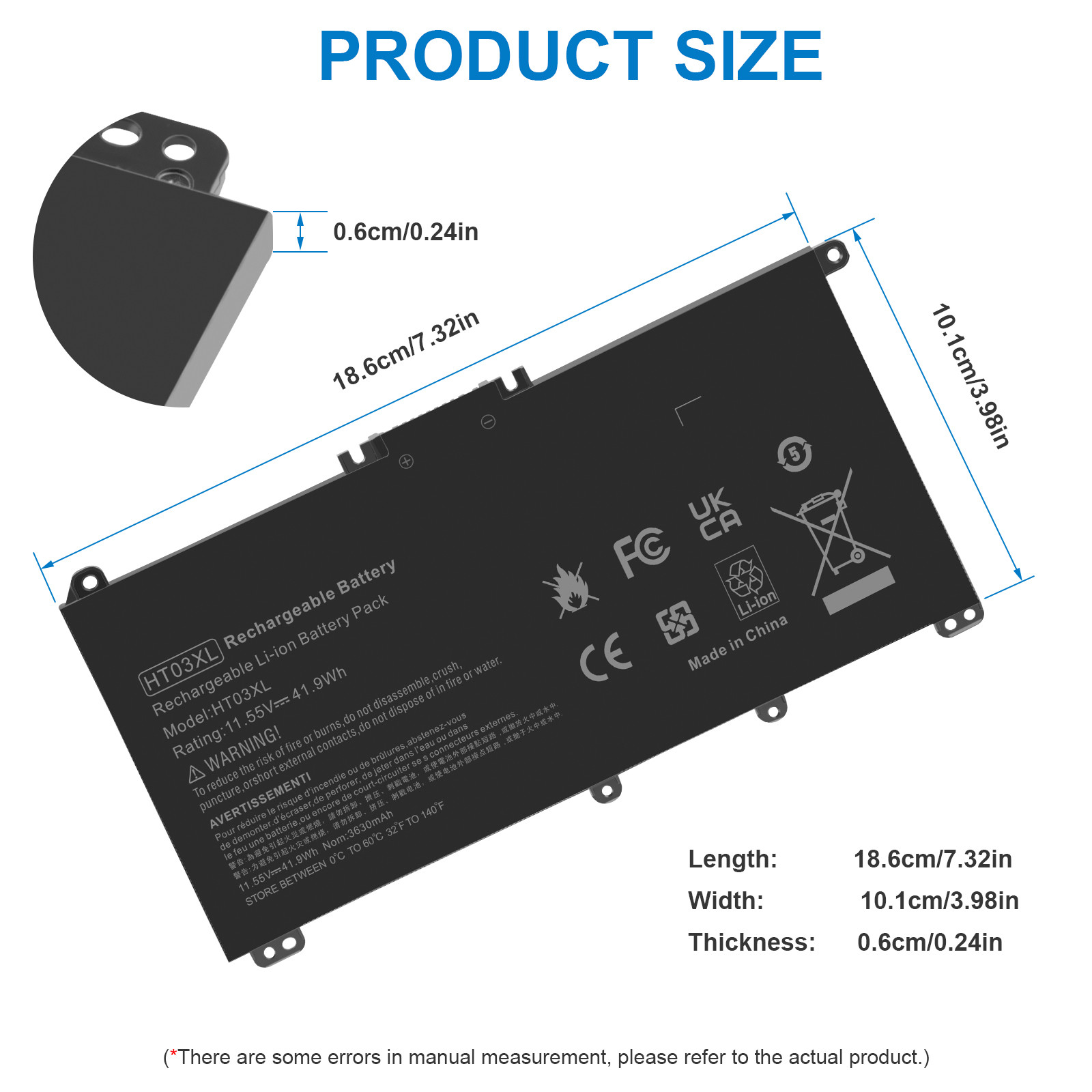 HT03XL Laptop Battery for HP Pavilion L11421-2C2 L11119-855 15-CS 15-DA 41.9Wh