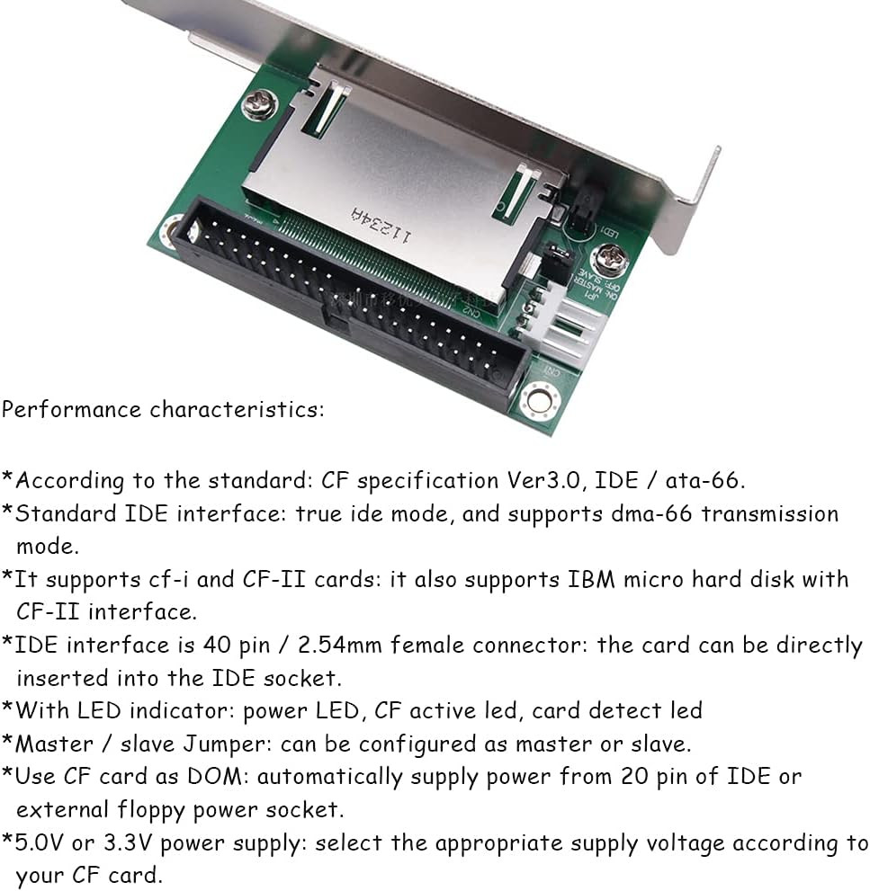 1Pcs CF to IDE Adapter 40-Pin CF Compact Flash Card to 3.5 Converter with PCI Br