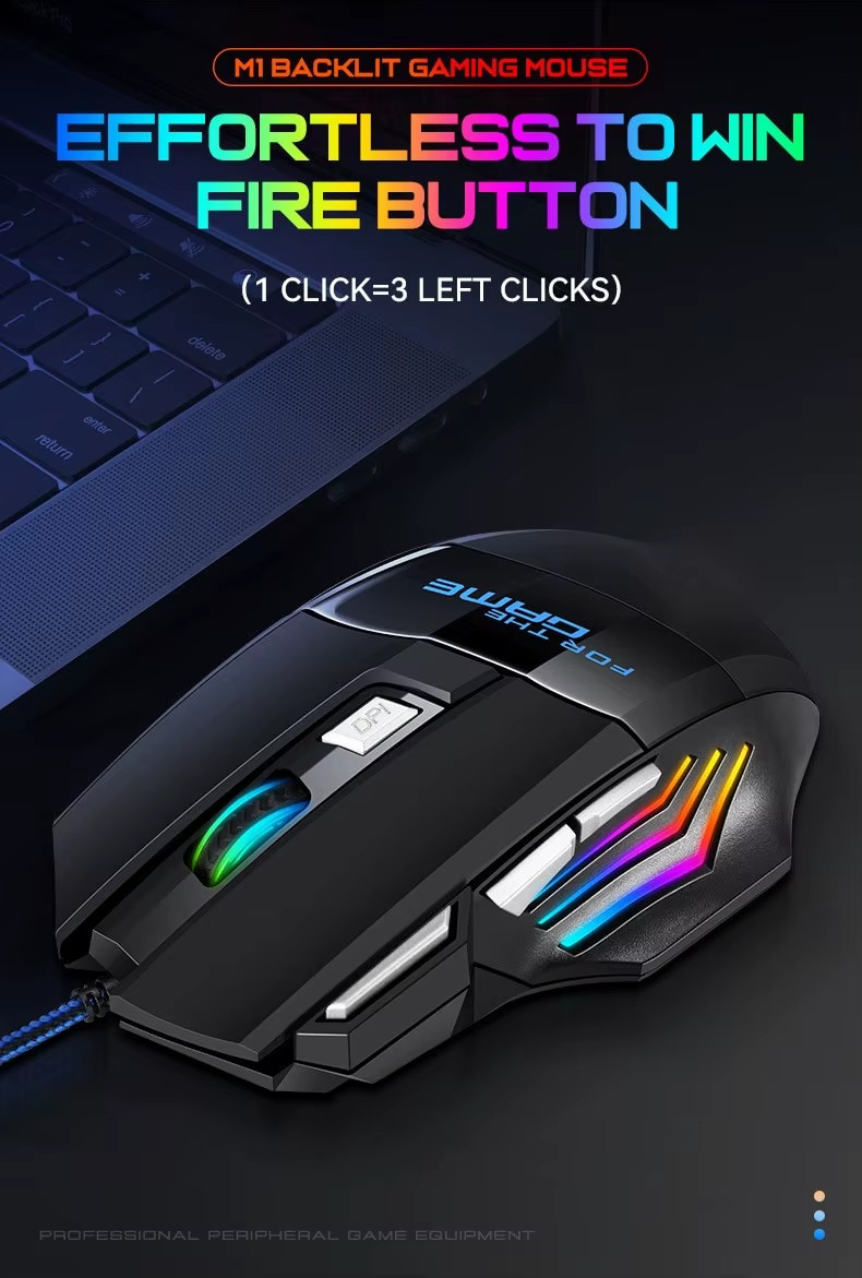 5500 DPI Gaming Mouse 7 Button USB Wired LED Breathing Fire Button Laptop PC