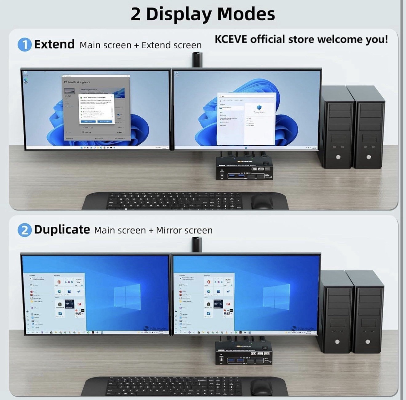8K KVM Switch 2 Monitors 2 Computers Displayport HDMI, Dual Monitor USB 3.0 D…