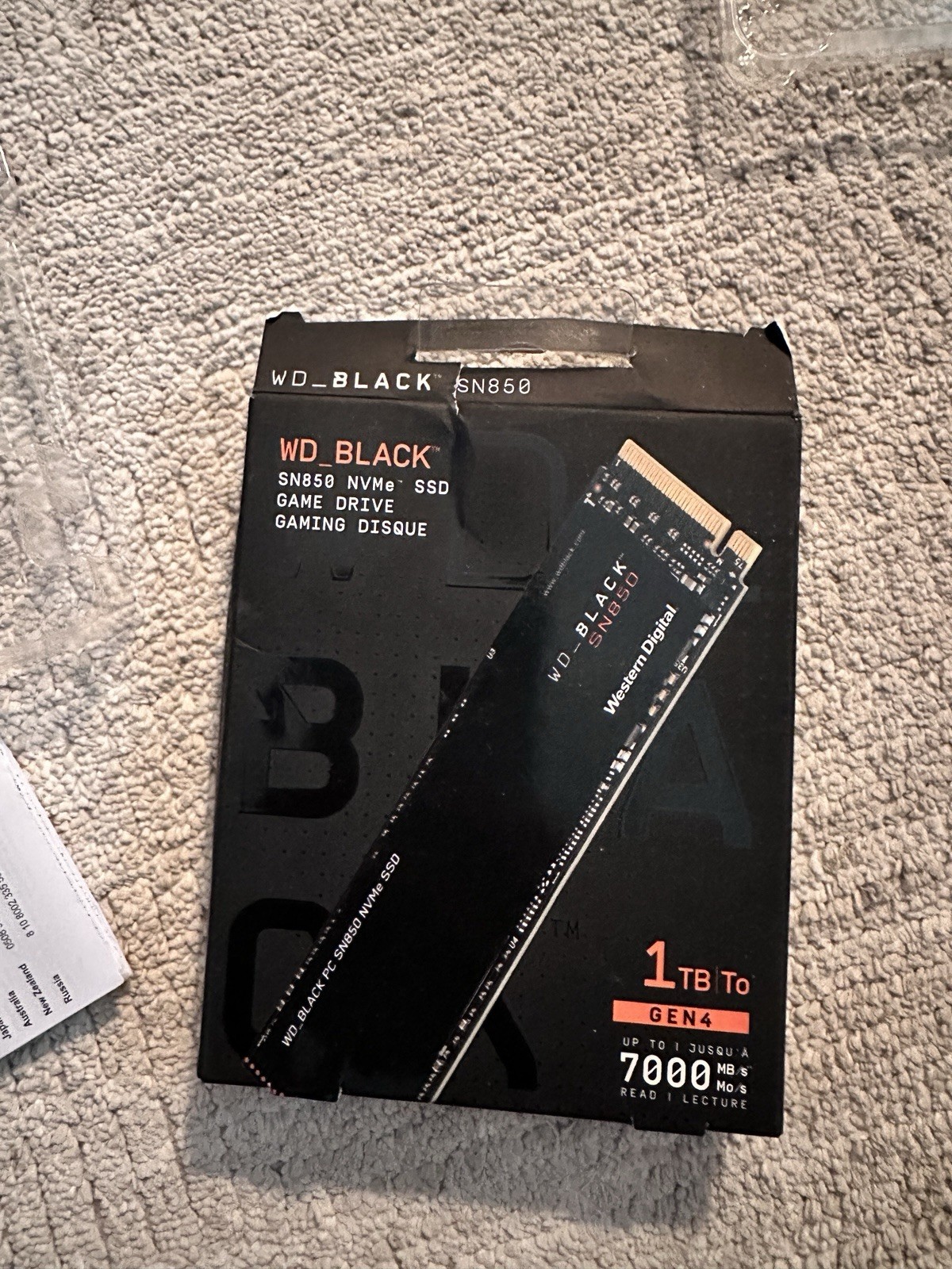 WD Black SN850 NVMe SSD Game Drive 1Tb Gen 4 7000 MB