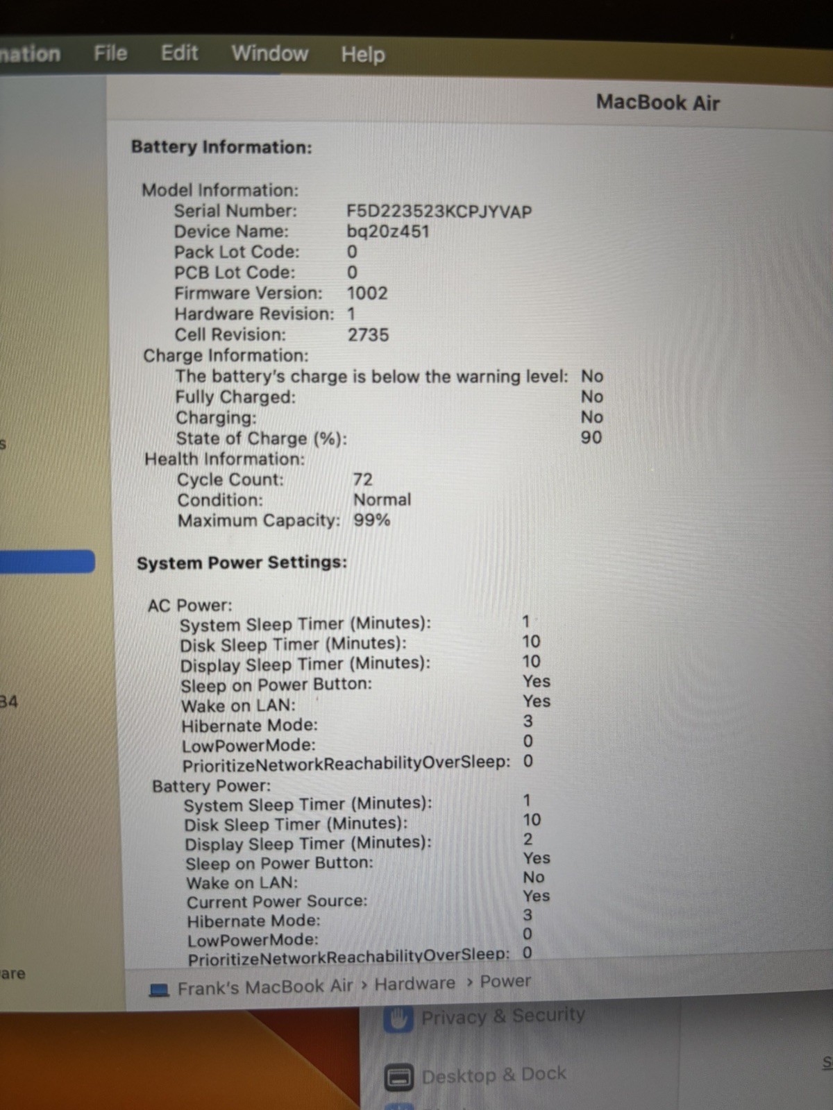Apple MacBook Air 13″ 2020 M1. 16 GB Ram. 512 GB storage.