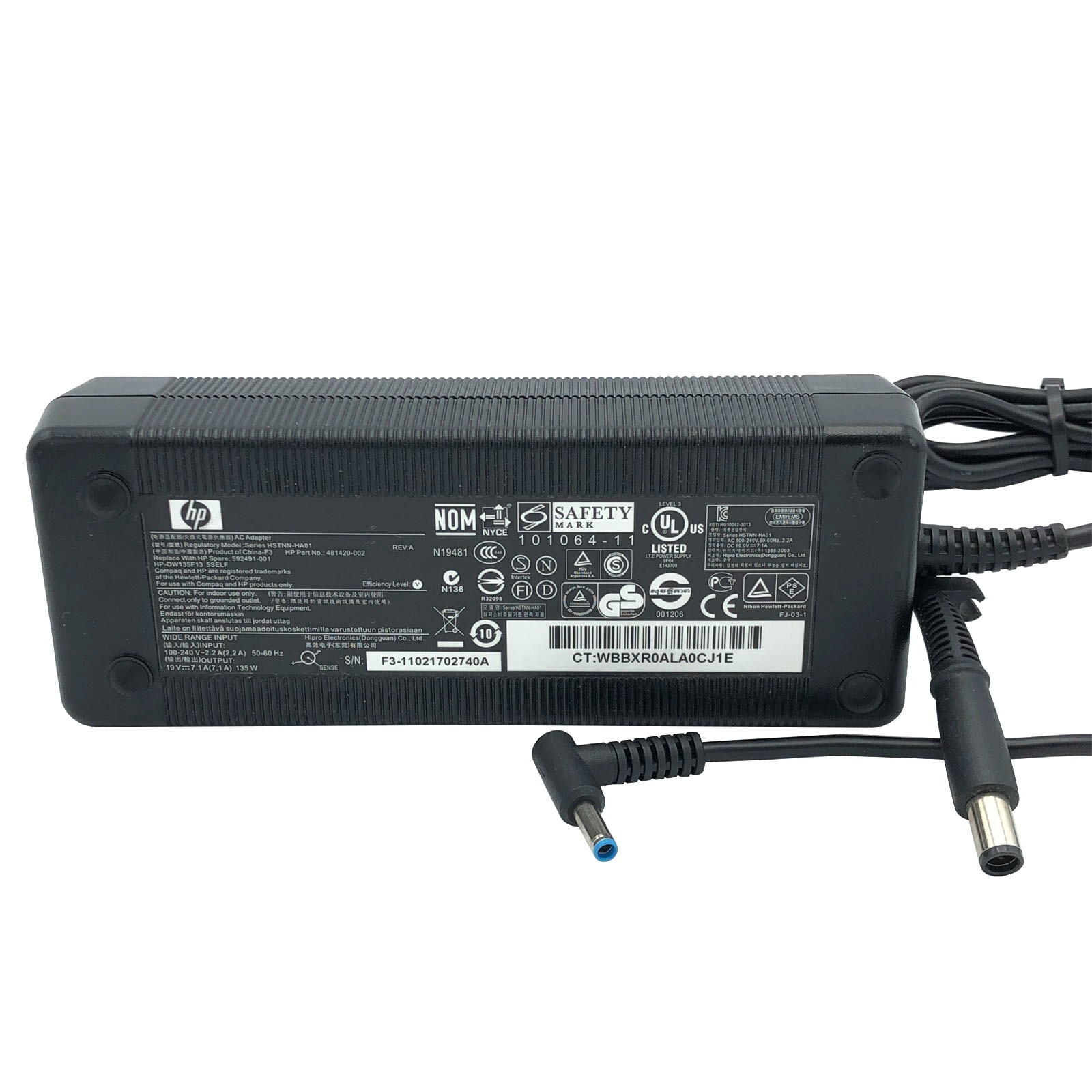 Original 135W HP Power Adapter L15537-001 OEM 7.4mm to 4.5mm Blue Tip