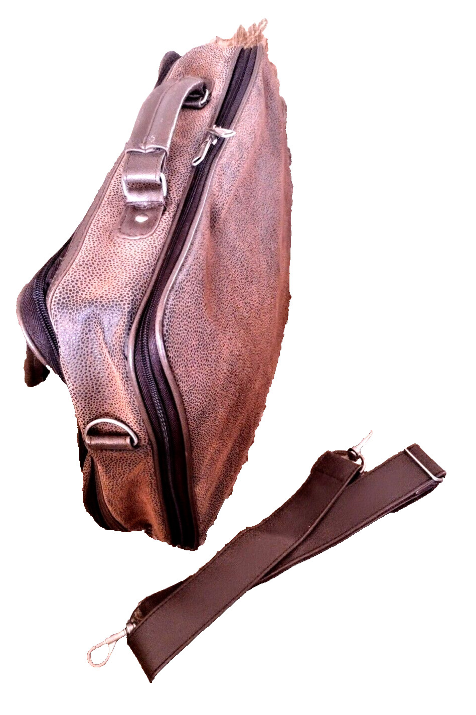Pebble Grain Taupe Faux Suede Leather Messenger Briefcase ~ Laptop (17″) Bag GVC