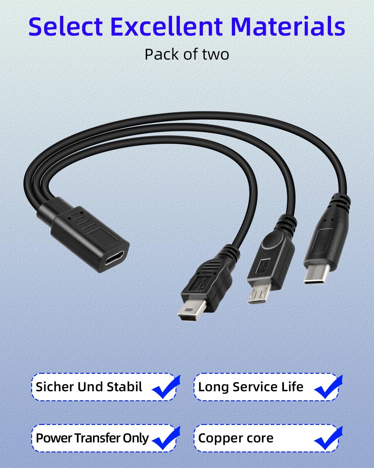 RIIEYOCA 3 in 1 USB C Splitter Charge Cable, Type C Female to Micro 1 foot