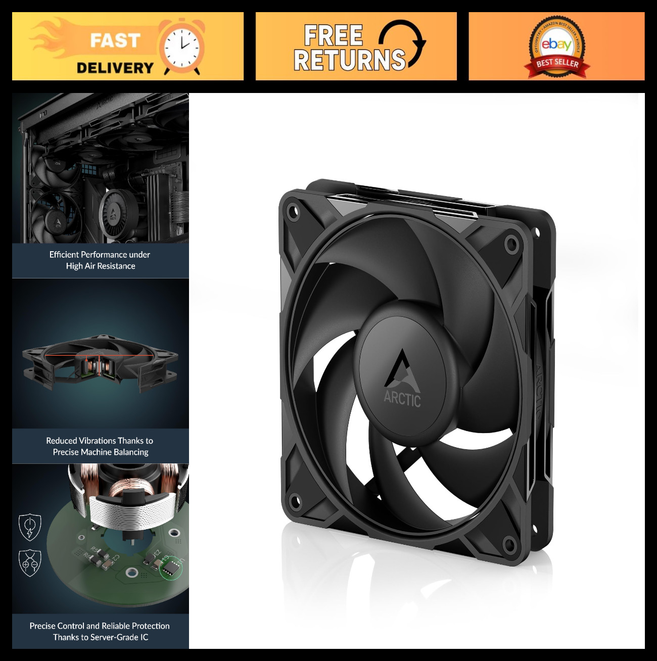 120mm PWM Fan – High Performance 600-3000 RPM, Fluid Dynamic Bearing, Quiet Cool