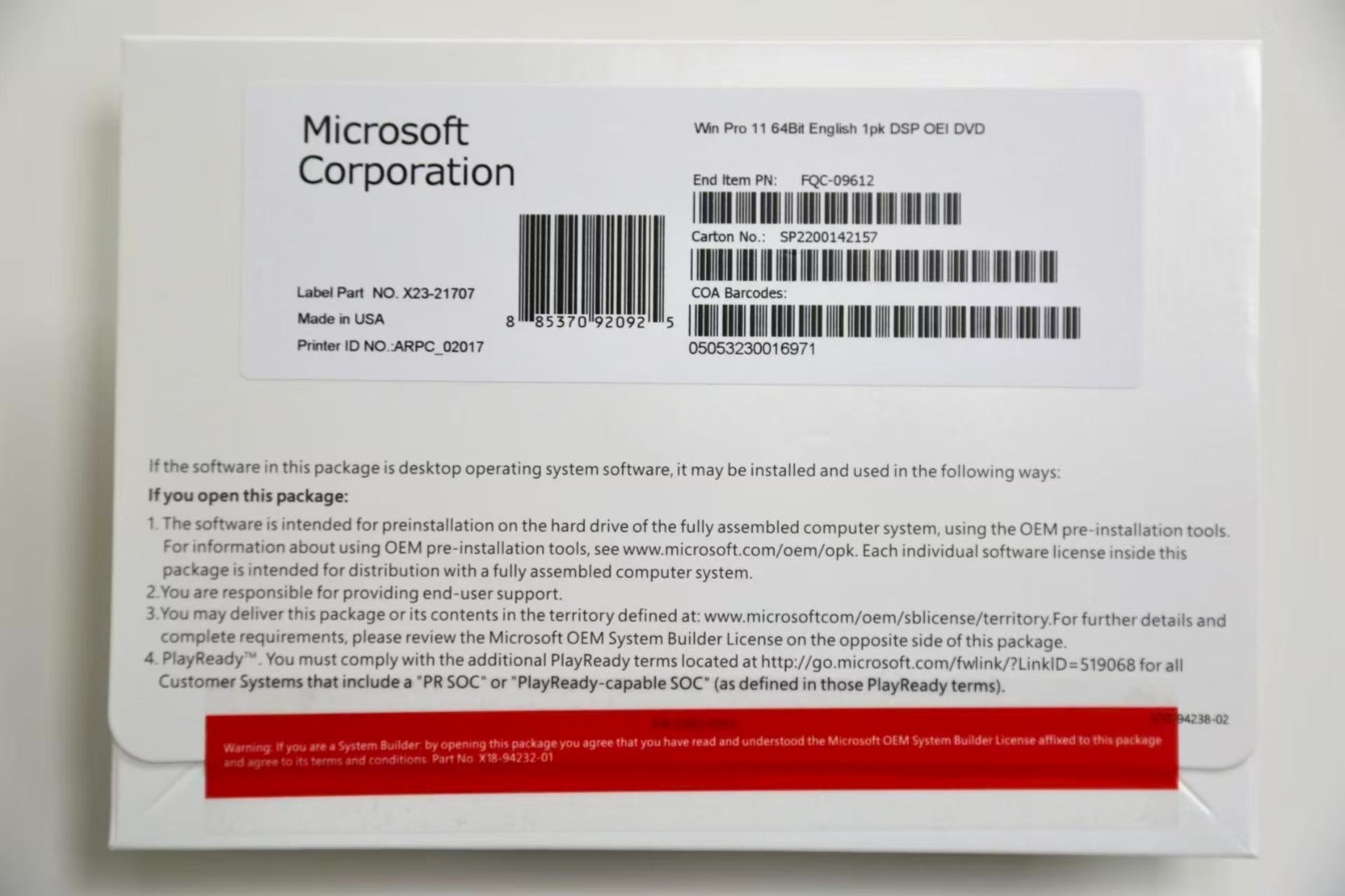 Microsoft Windows 11 pro 64 bit DVD and KEY Freeshipping