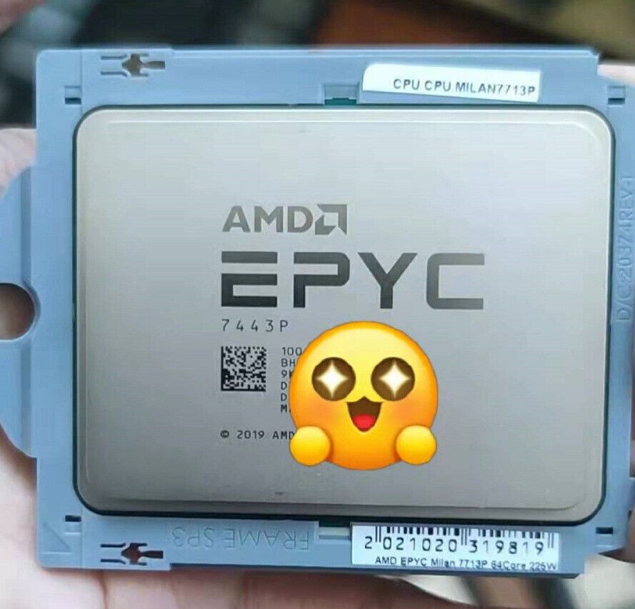 AMD EPYC 7443P Milan CPU 24 Cores 48 Thread 2.85GHz Up to 4.0GHz 200W 128MB SP3