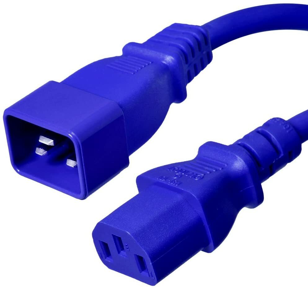 15FT IEC C20 – C13 Blue Power Cord 14AWG 15A/1875W 100-250V 4.6M