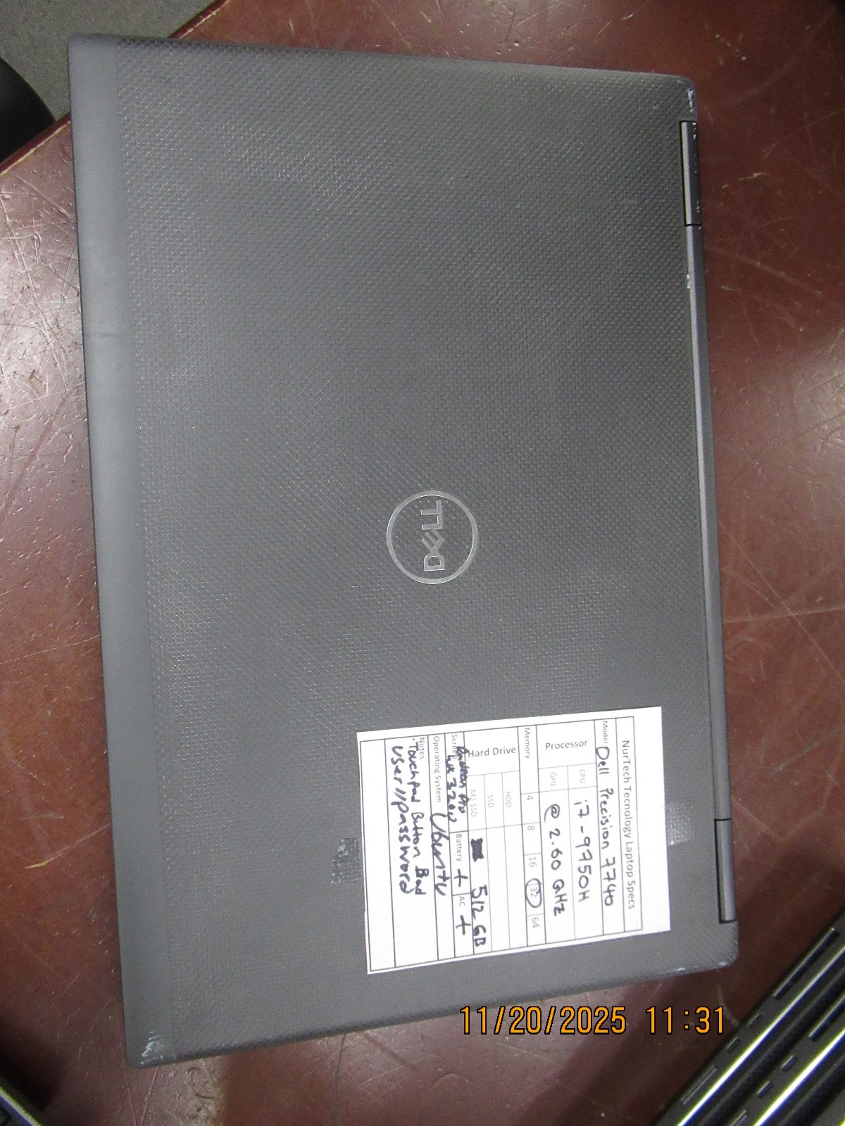 Dell Precision 7740 17.3″ 2.60GHz i7-9750H 32GB 512GB M2SSD WX 3200 Laptop+AC###