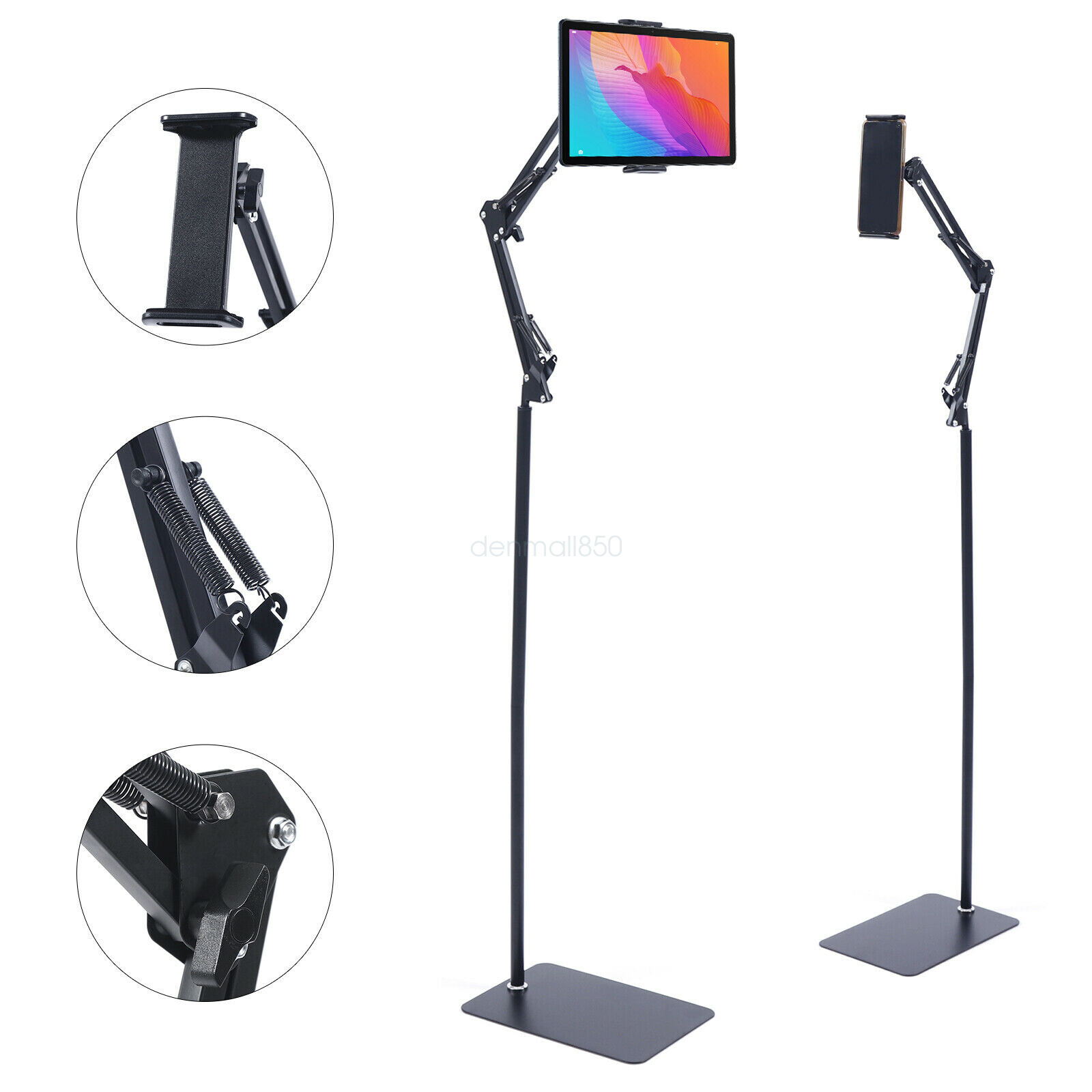 Universal 360° Tablet Holder Floor Stand Clamp Adjustable for 4-17cm Phone iPad