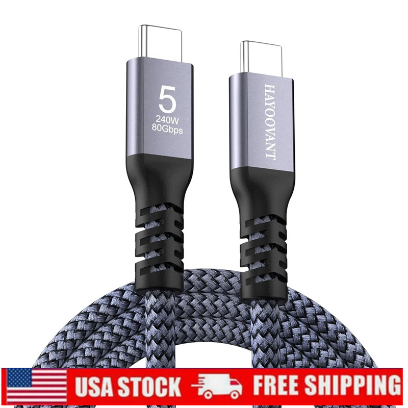 Braided Thunderbolt 5 USB-C 5.0 Cable 3.3 ft 80Gbps PD 240W 16K Video Display US