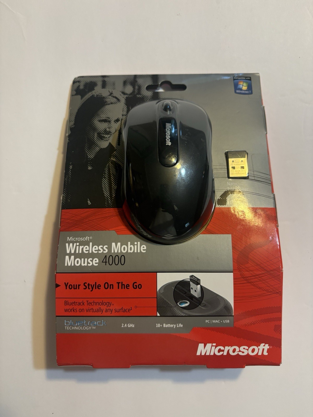 Microsoft Mobile 4000 Wireless BlueTrack Mouse 1383, 1447 Windows 7 Sealed NOS