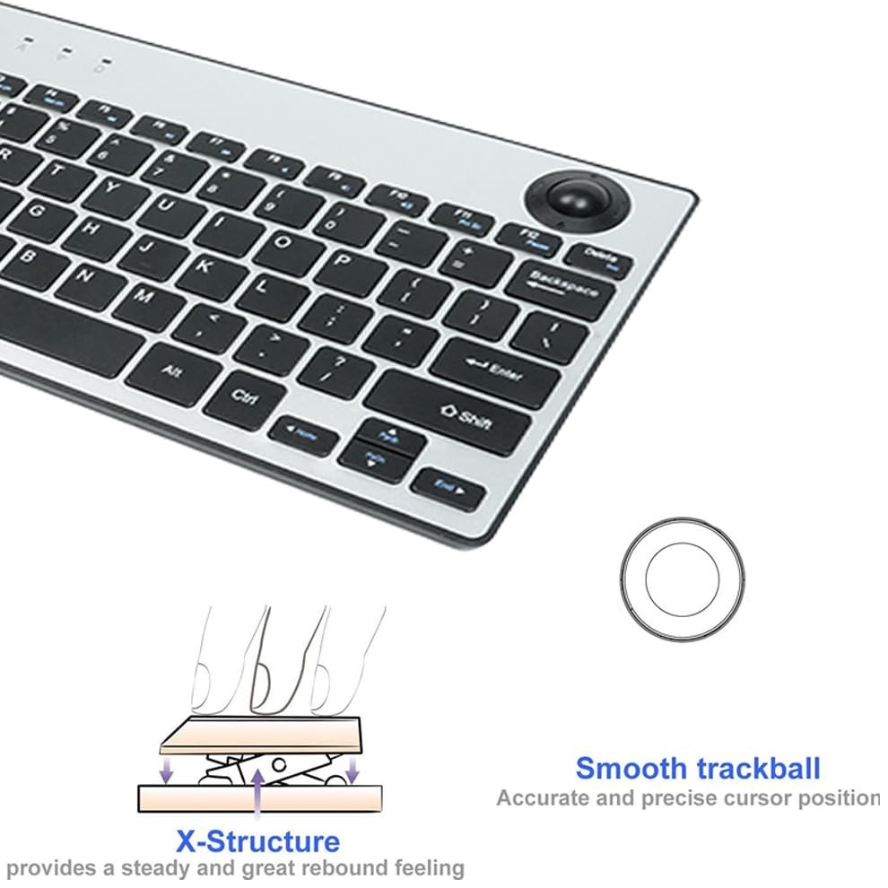 78 Keys Dual Mode Wireless Trackball Keyboard, Bluetooth 5.0 & 2.4G Wireless …