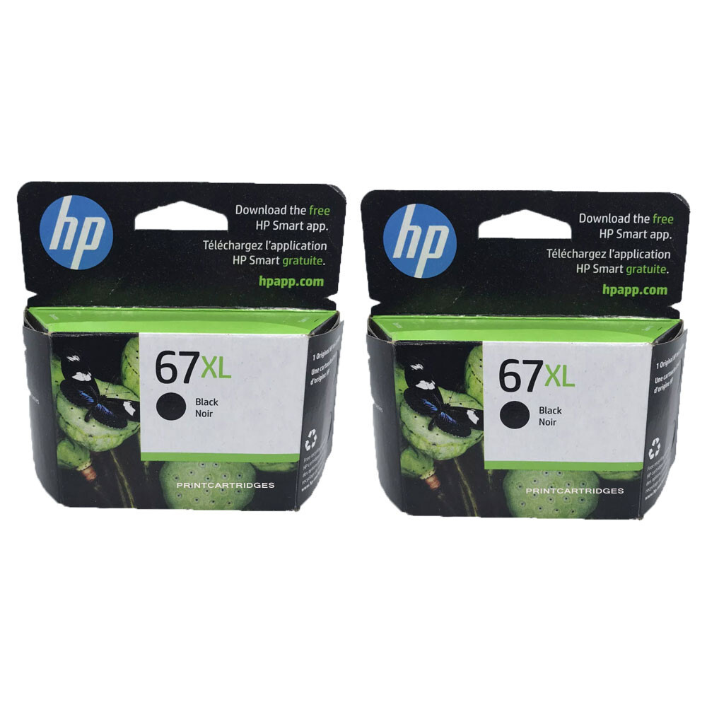 2psc HP 67XL Genuine Black Ink Cartridges in Retail Box
